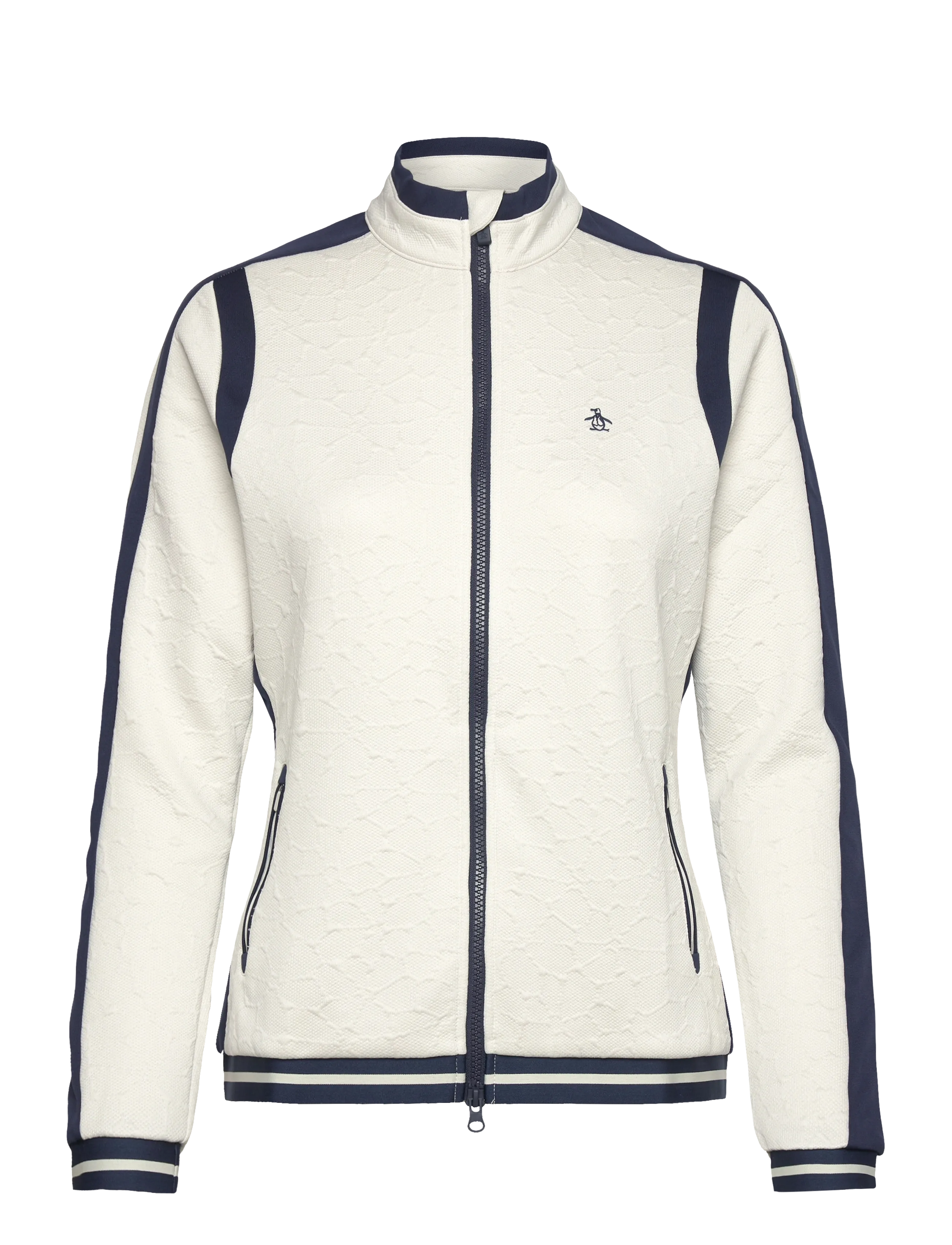 Knit Embossed Floral Colourblock Jacket - SILVER BIRCH