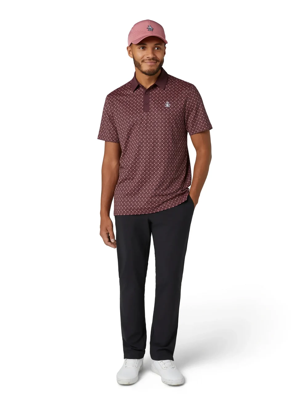 Original Penguin Golf - Pete's Check Print Polo - toppe & t-shirts - mauve wine - 0