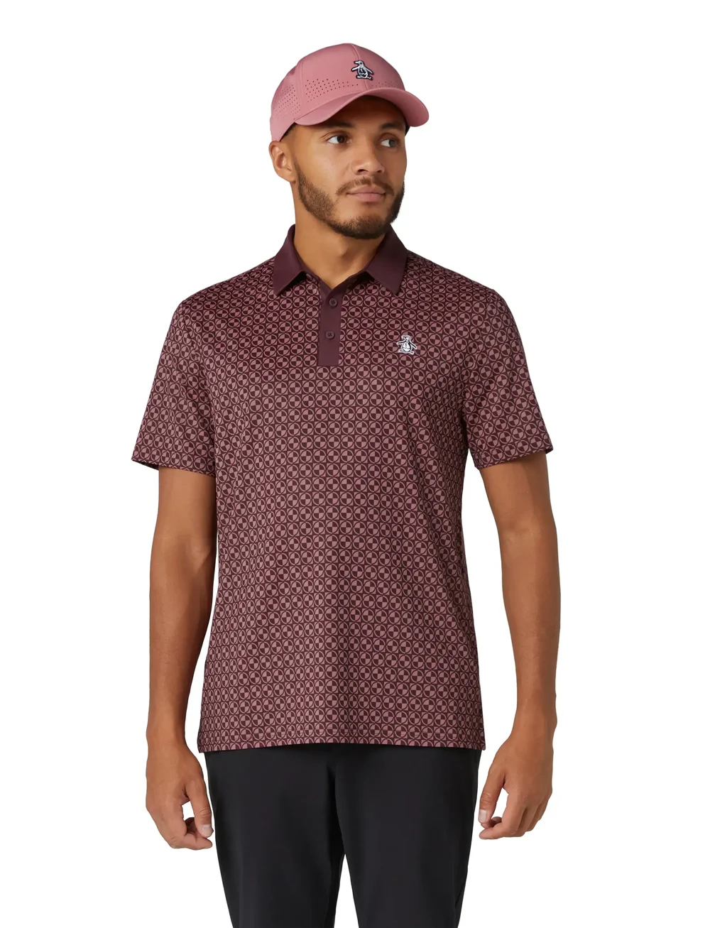 Original Penguin Golf - Pete's Check Print Polo - toppe & t-shirts - mauve wine - 4