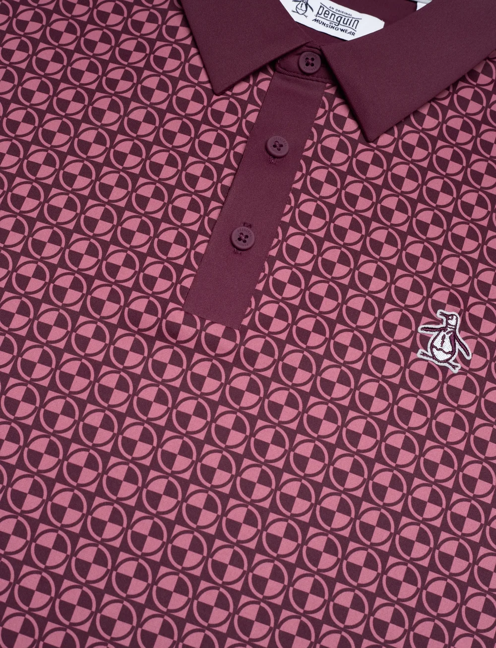 Original Penguin Golf - Pete's Check Print Polo - toppe & t-shirts - mauve wine - 5