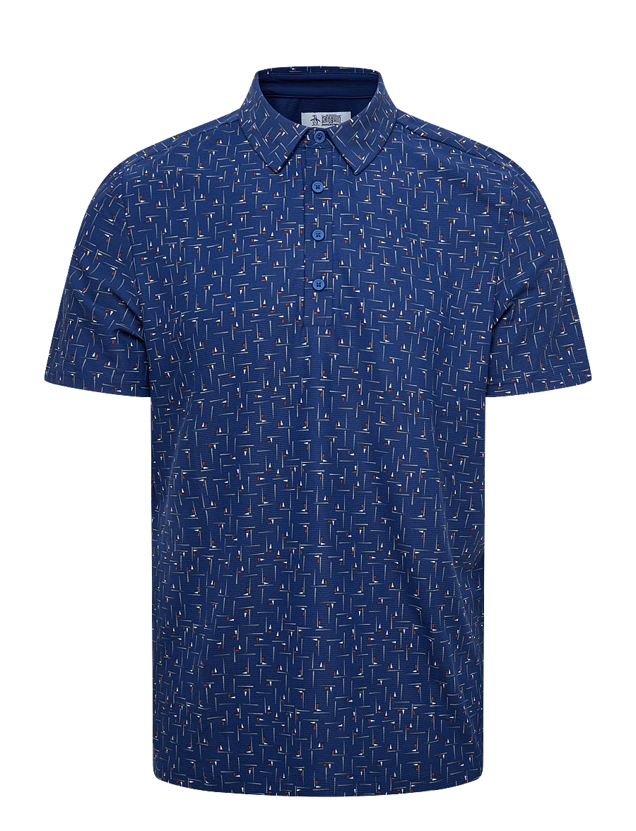 Original Penguin Golf - ARCHIVES GOLF FLAG PRINTED POLO - alussärgid ja t-särgid - blue depths - 0