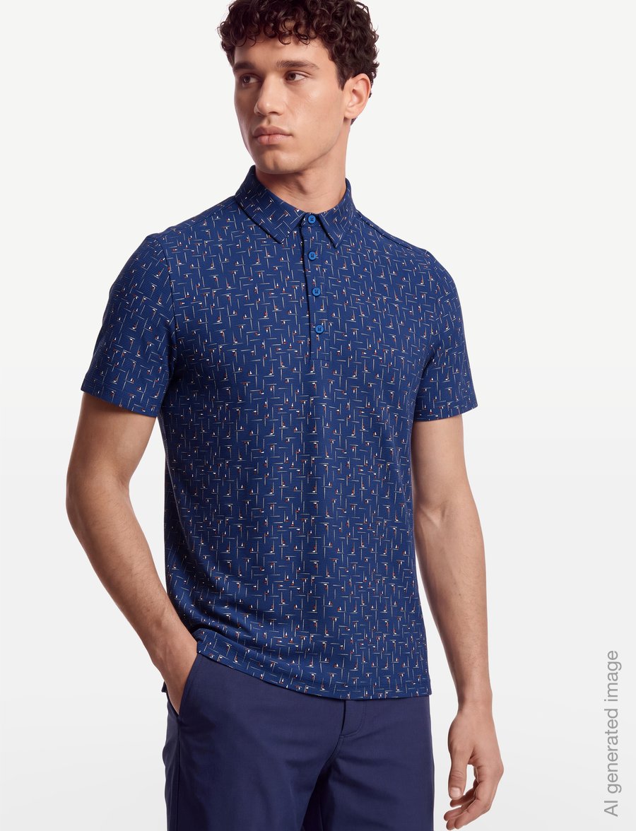 Original Penguin Golf - ARCHIVES GOLF FLAG PRINTED POLO - alussärgid ja t-särgid - blue depths - 3