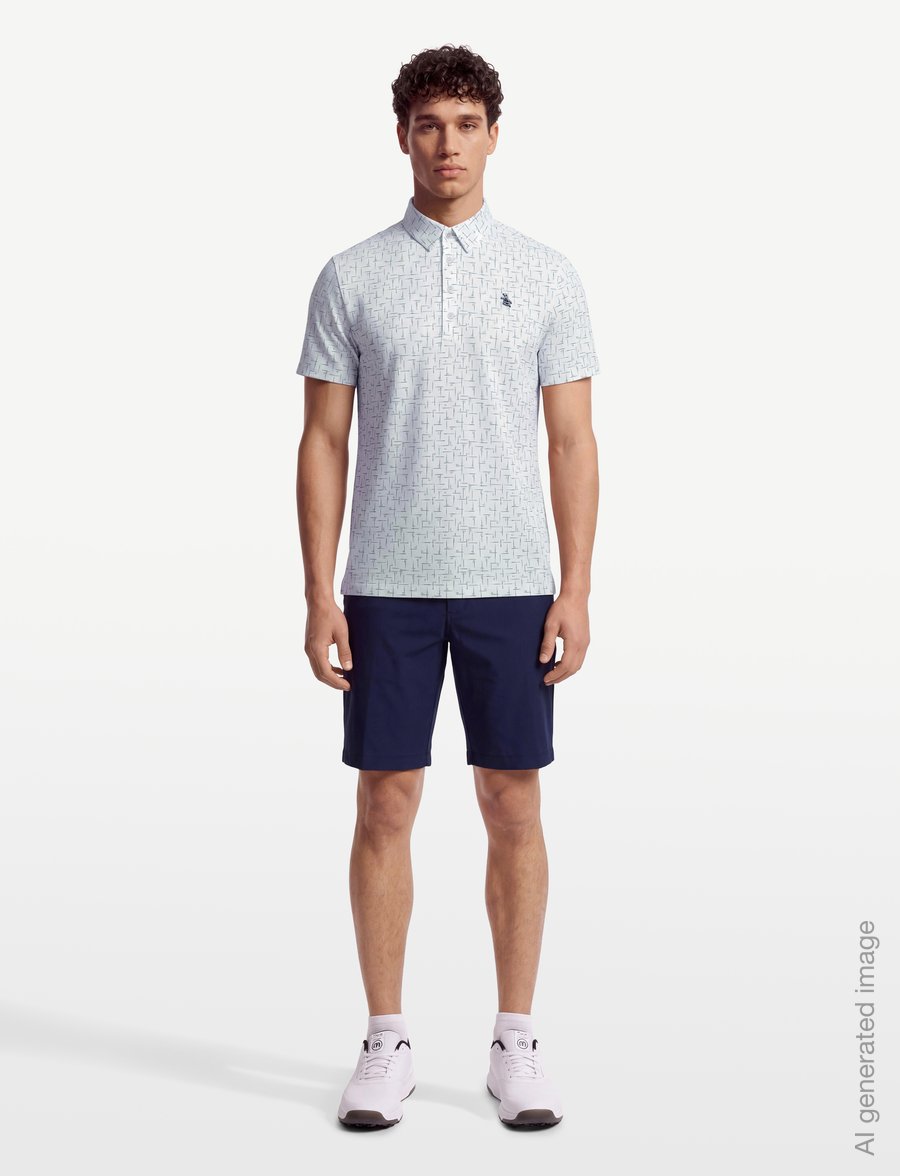 Original Penguin Golf - ARCHIVES GOLF FLAG PRINTED POLO - polos - bright white - 0