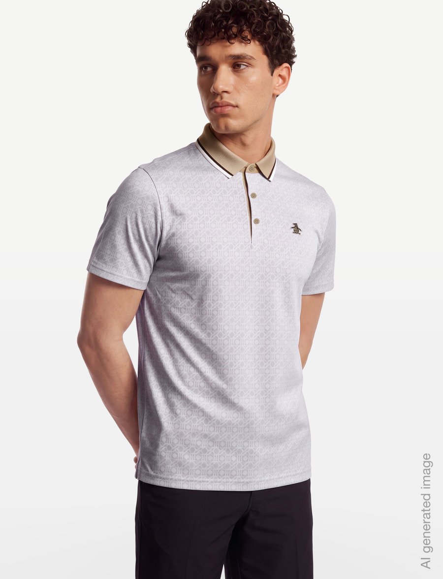 Original Penguin Golf - OXFORD JACQUARD POLO - toppe & t-shirts - bright white - 3
