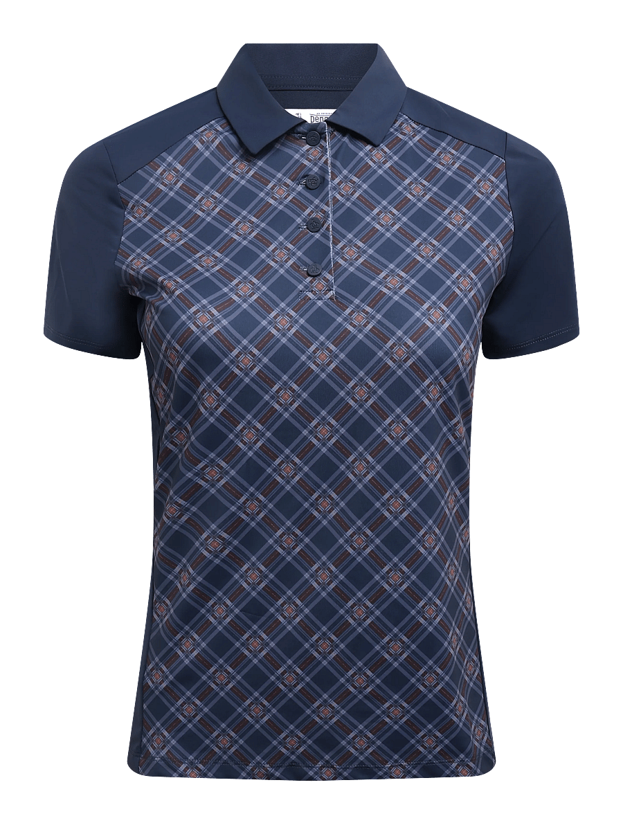Original Penguin Golf - SHORT SLEEVE PLAID POLO - oberteile & t-shirts - black iris - 0