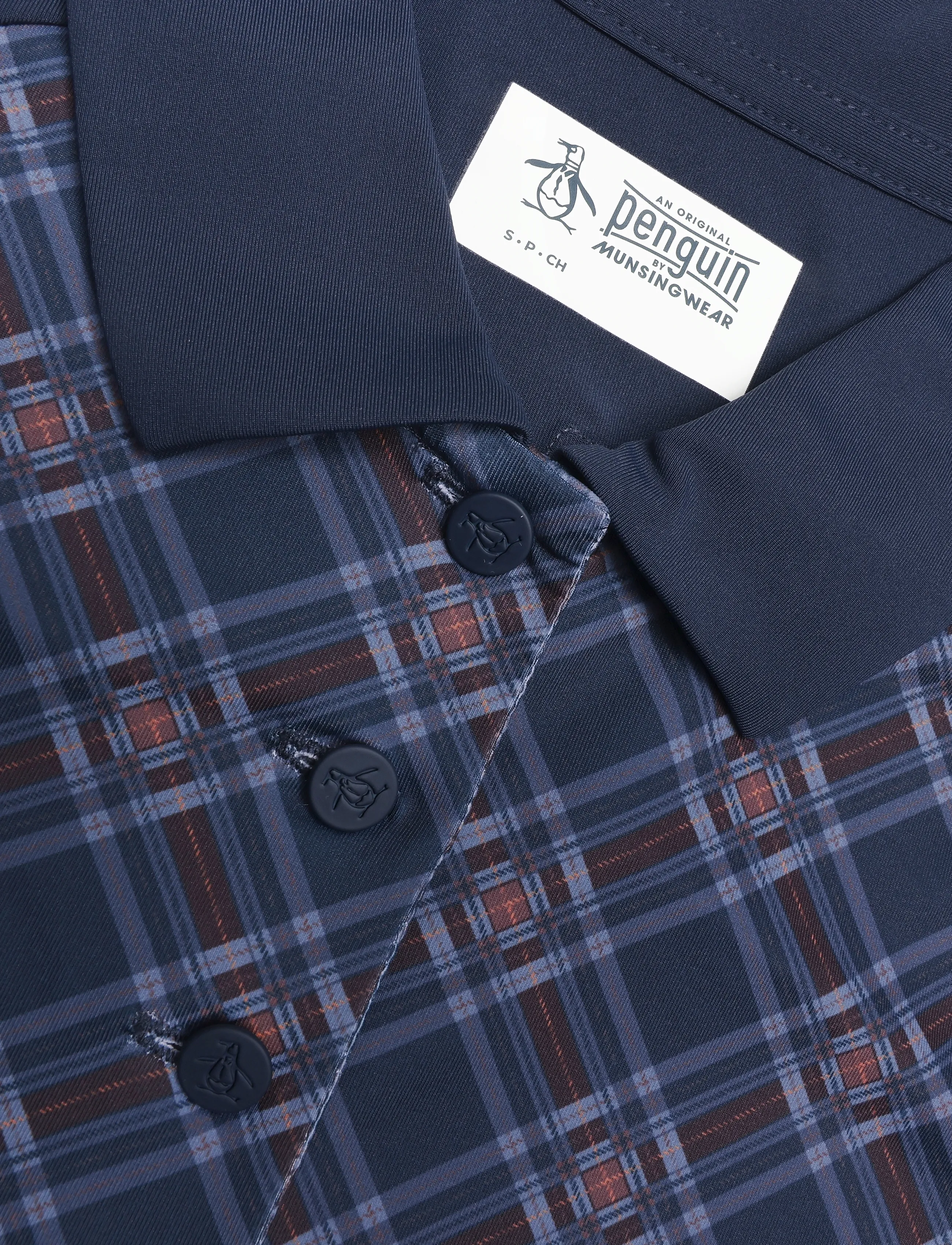 Original Penguin Golf - SHORT SLEEVE PLAID POLO - oberteile & t-shirts - black iris - 2
