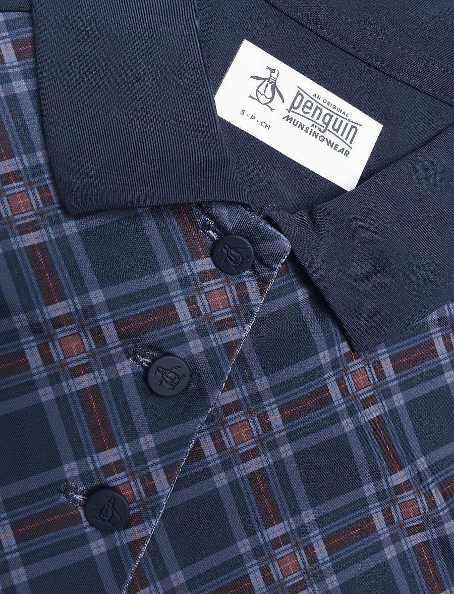 Original Penguin Golf - SHORT SLEEVE PLAID POLO - oberteile & t-shirts - black iris - 2