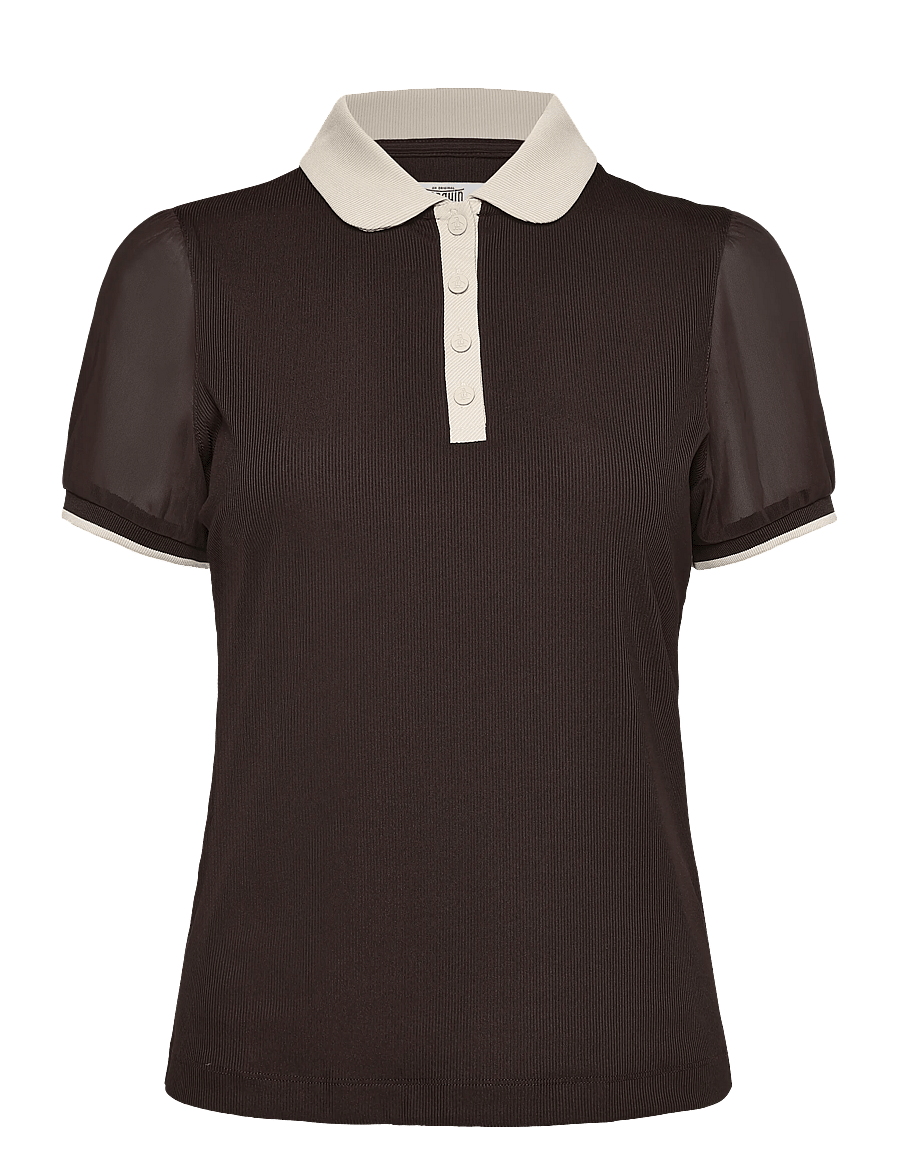 Original Penguin Golf - SHORT SLEEVE POLO WITH LACE SLEEVES - oberteile & t-shirts - chocolate torte - 0
