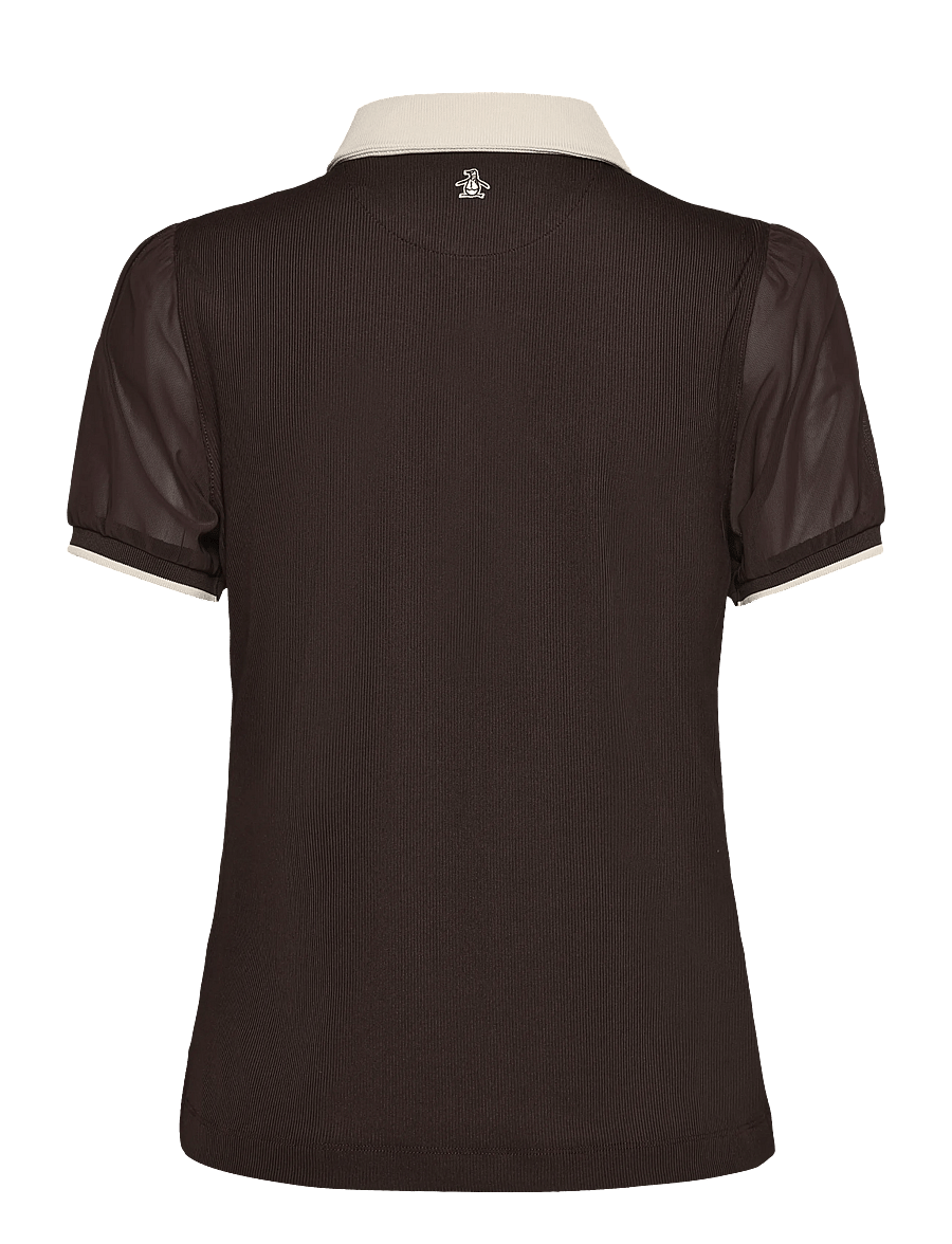 Original Penguin Golf - SHORT SLEEVE POLO WITH LACE SLEEVES - oberteile & t-shirts - chocolate torte - 1