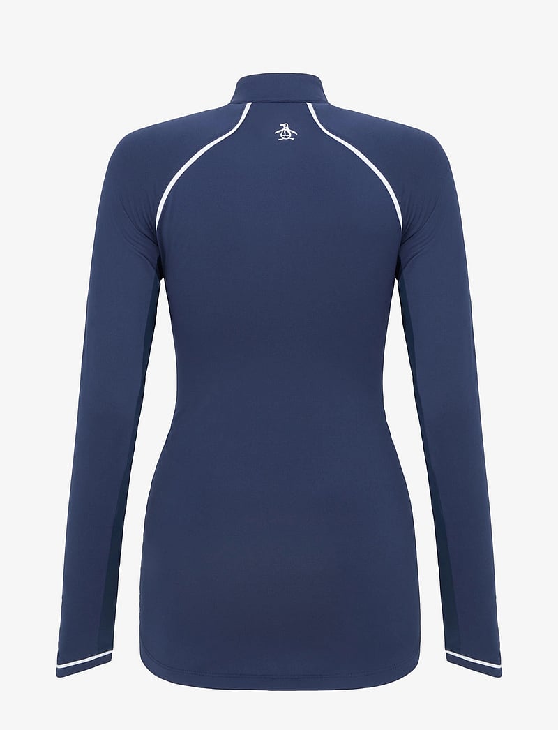 Original Penguin Golf - SOLID 1/4 ZIP SUN PROTECTION TOP - Överdelar - black iris - 2