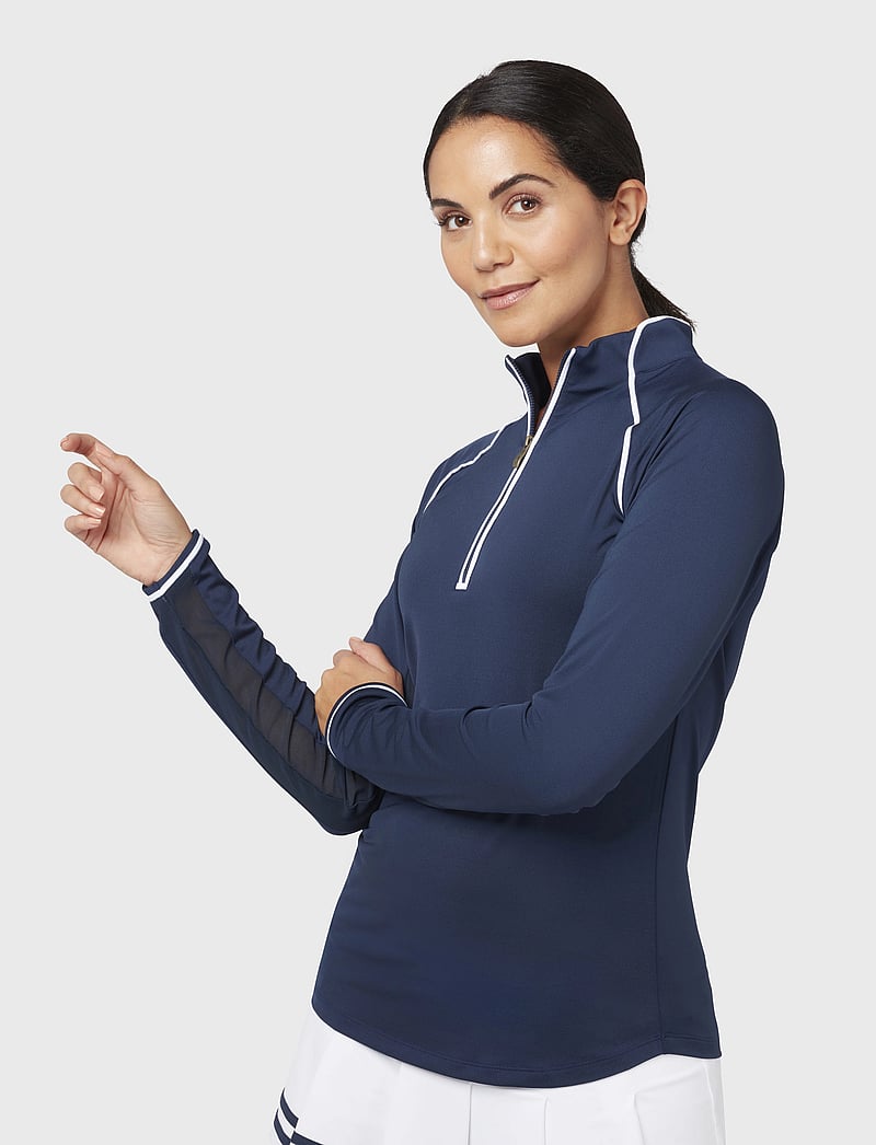 Original Penguin Golf - SOLID 1/4 ZIP SUN PROTECTION TOP - Överdelar - black iris - 4