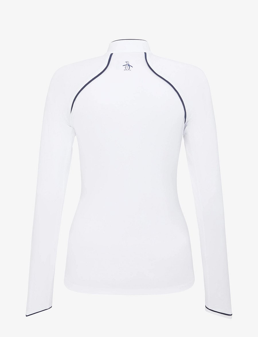 Original Penguin Golf - SOLID 1/4 ZIP SUN PROTECTION TOP - sweatshirts - bright white - 2