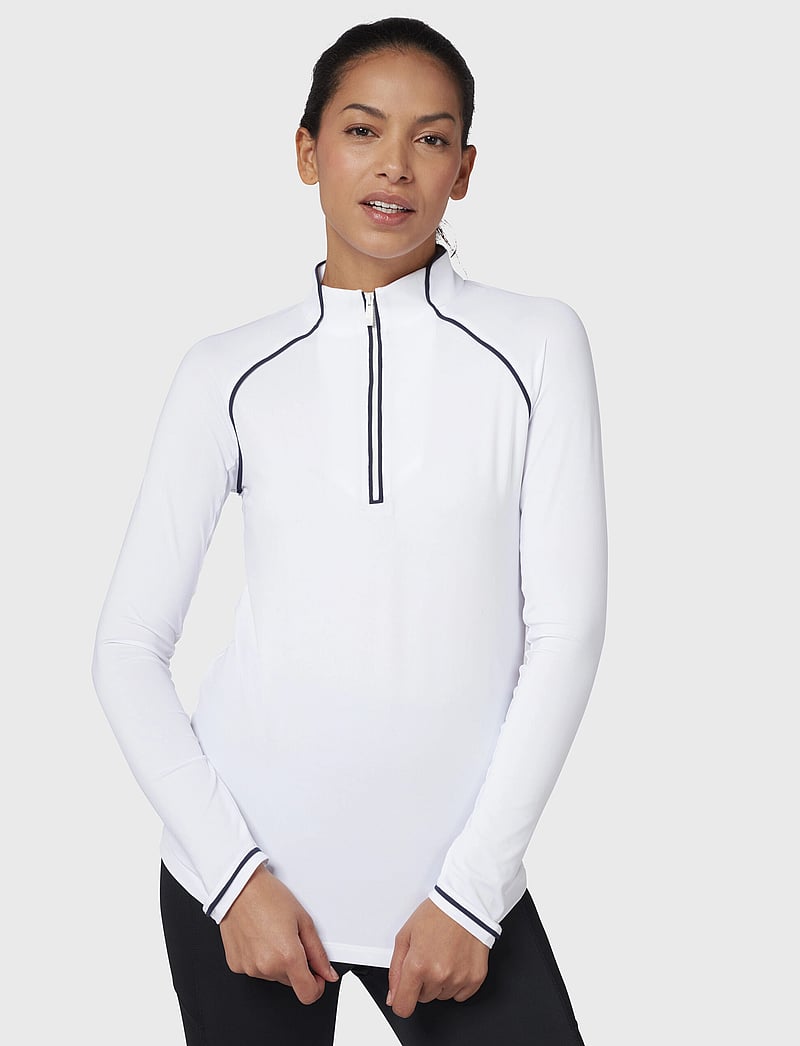 Original Penguin Golf - SOLID 1/4 ZIP SUN PROTECTION TOP - Överdelar - bright white - 0