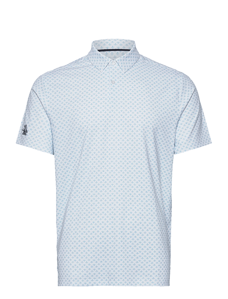 Original Penguin Golf - Retro Geo Print Polo - toppe & t-shirts - blue grotto - 0