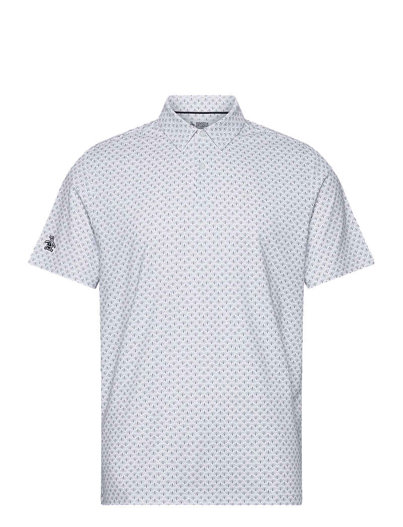 Original Penguin Golf - Retro Geo Print Polo - toppar & t-shirts - bright white - 0