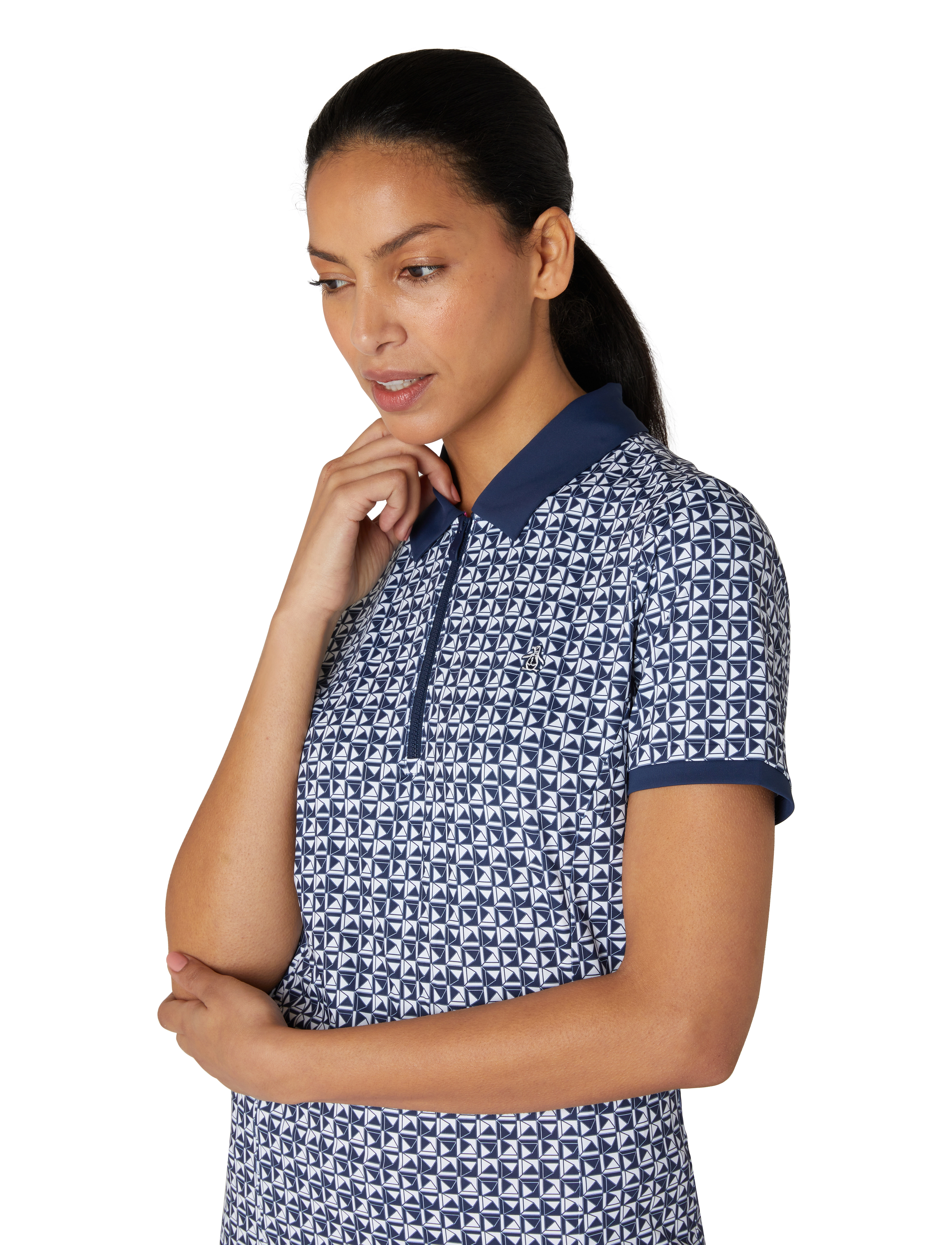 Original Penguin Golf - Geo printed polo with mesh back insert - black iris - 4