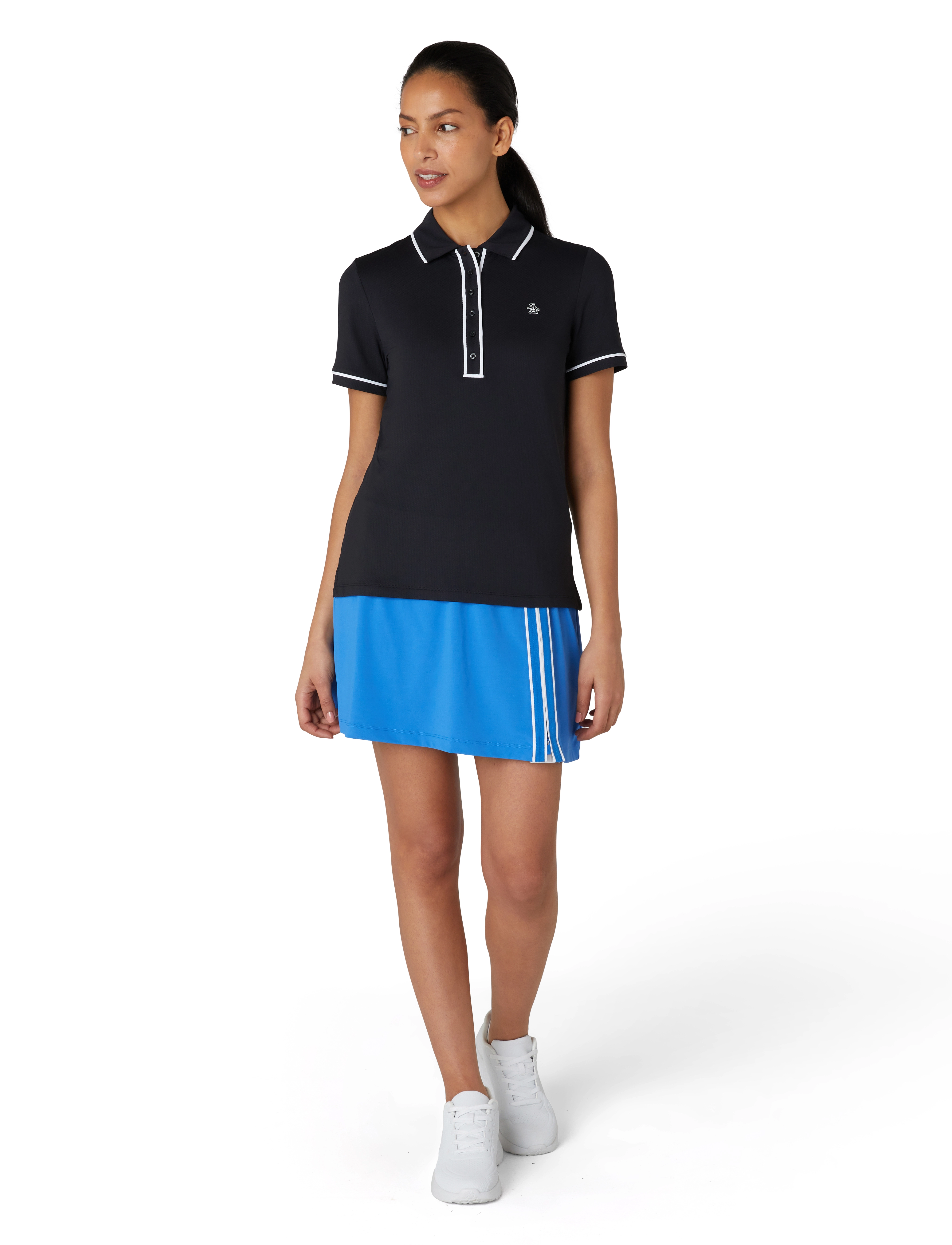 Original Penguin Golf Short Sleeve Veronica Polo, Kvinder, Kortærmet Polo T-shirt, Sort, Str: XS