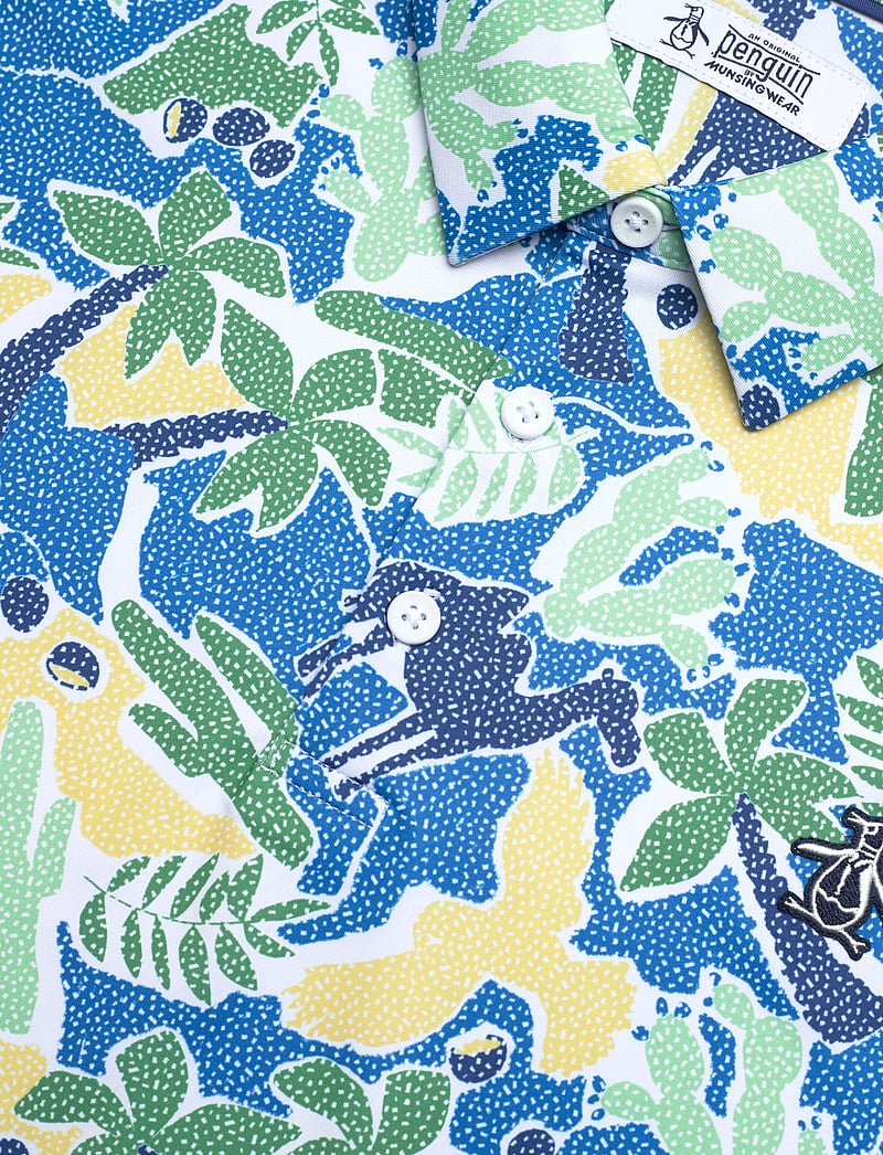 Original Penguin Golf - IBIZA PRINT POLO - toppe & t-shirts - bright white - 2