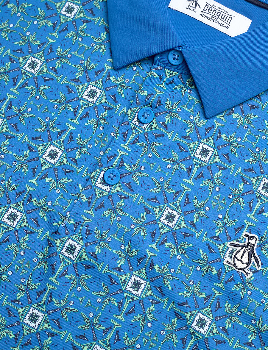 Original Penguin Golf - PETE'S COCKTAIL WINDOWPANE POLO - french blue - 2