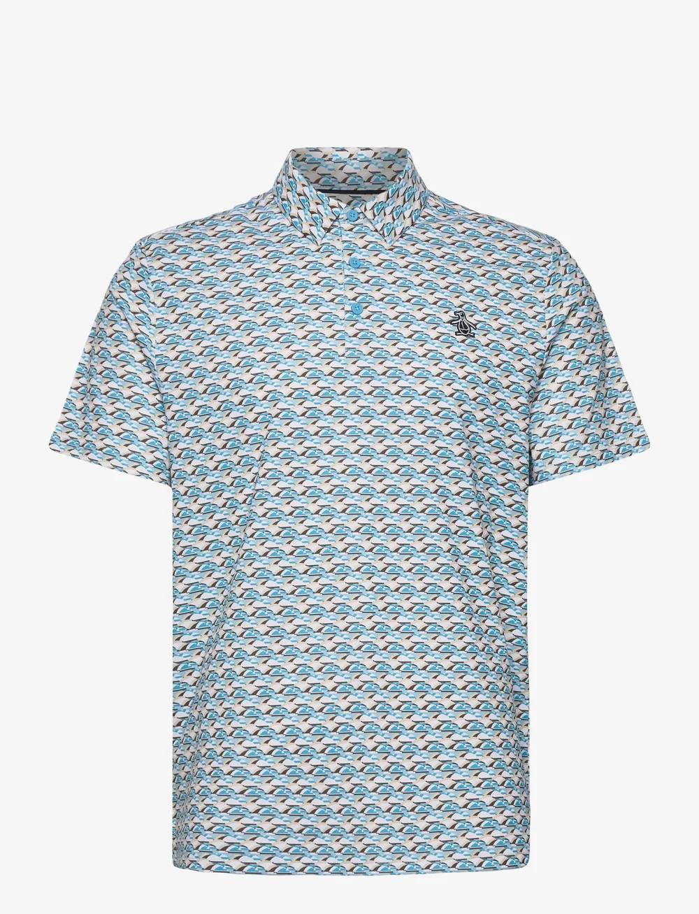 Original Penguin Golf - Layered Umbrella Print Polo - oberteile & t-shirts - blue grotto - 0