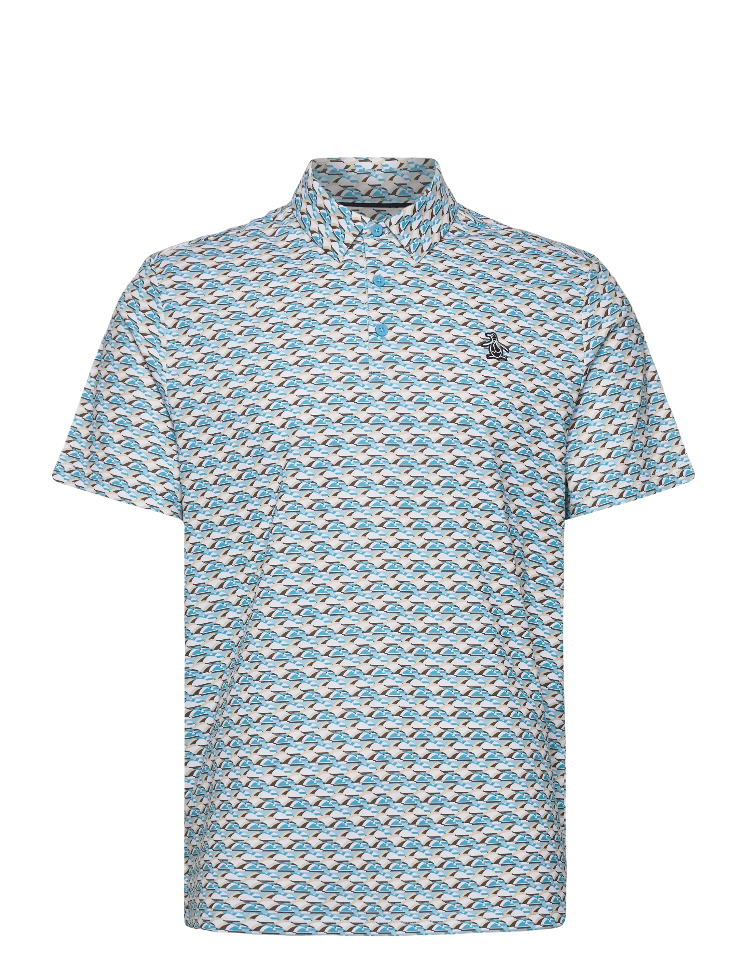 Original Penguin Golf - Layered Umbrella Print Polo - blue grotto - 0