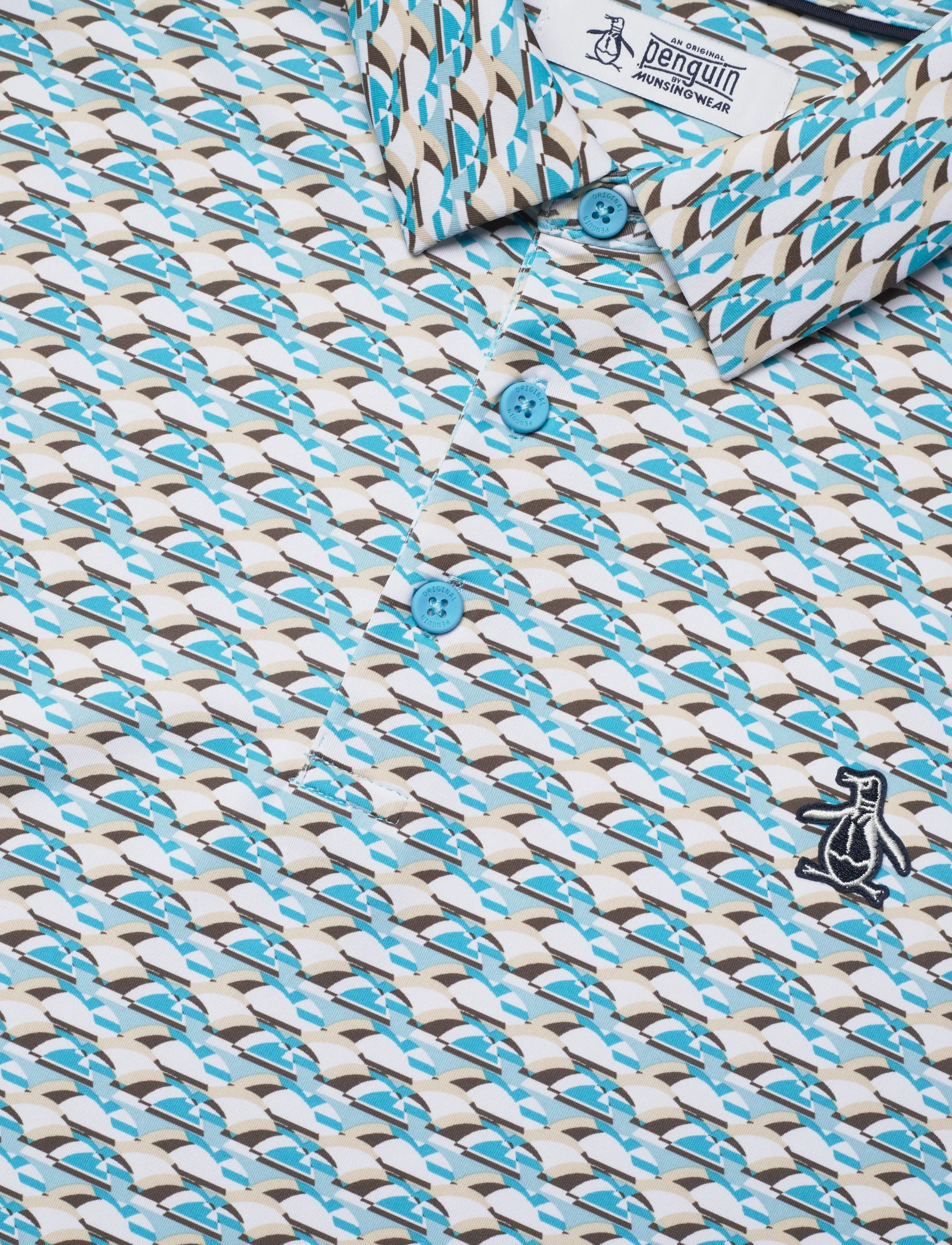 Original Penguin Golf - Layered Umbrella Print Polo - blue grotto - 2
