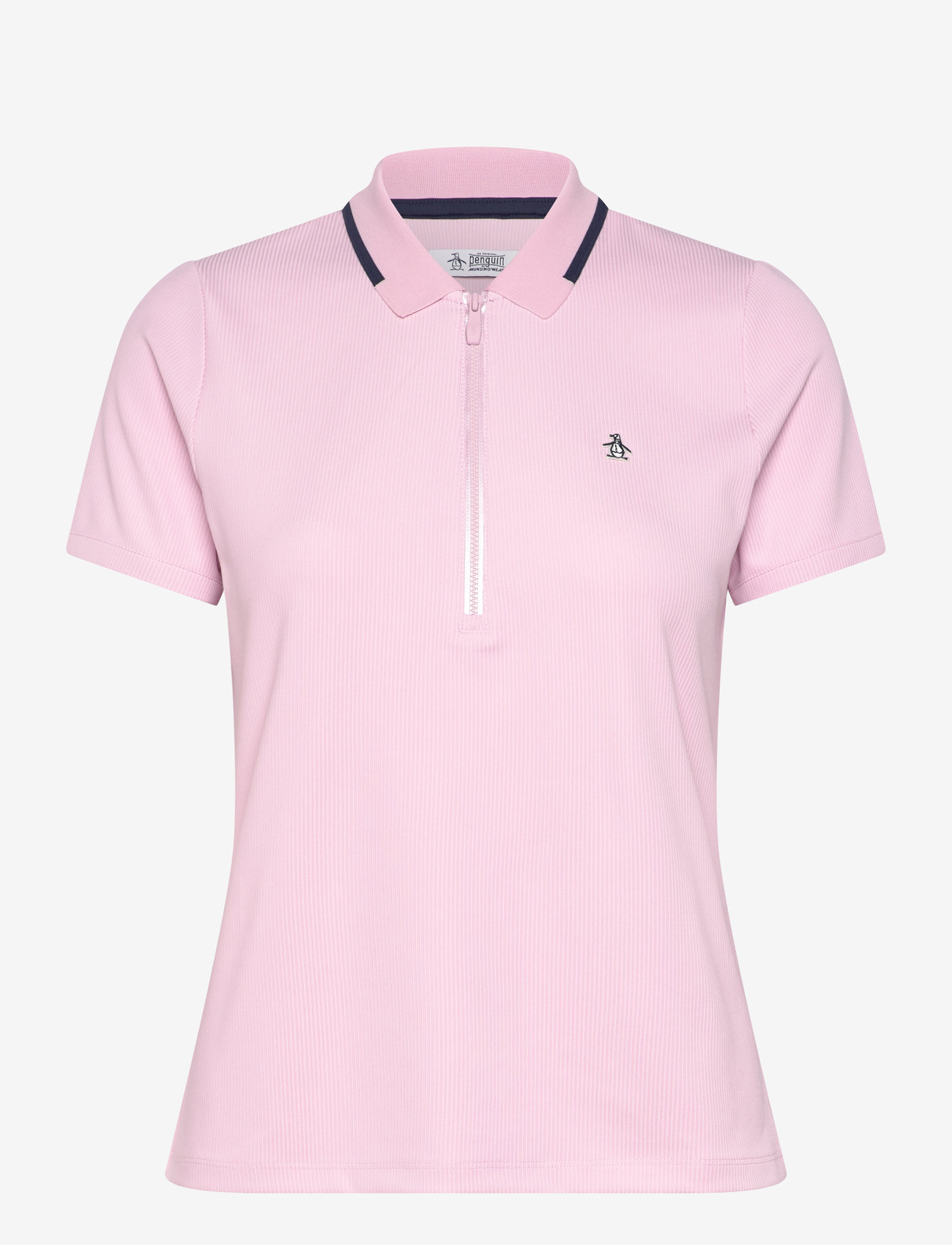 Original Penguin Golf - SS Rib Polo W/ Metallic Zipper - toppe & t-shirts - charm pink - 0
