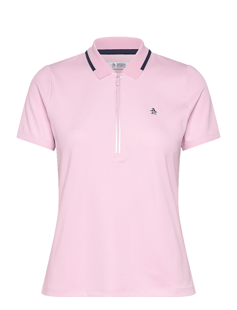 Original Penguin Golf - SS Rib Polo W/ Metallic Zipper - toppar & t-shirts - charm pink - 0