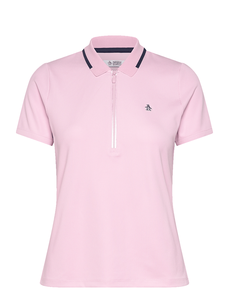 Original Penguin Golf - SS Rib Polo W/ Metallic Zipper - charm pink - 0