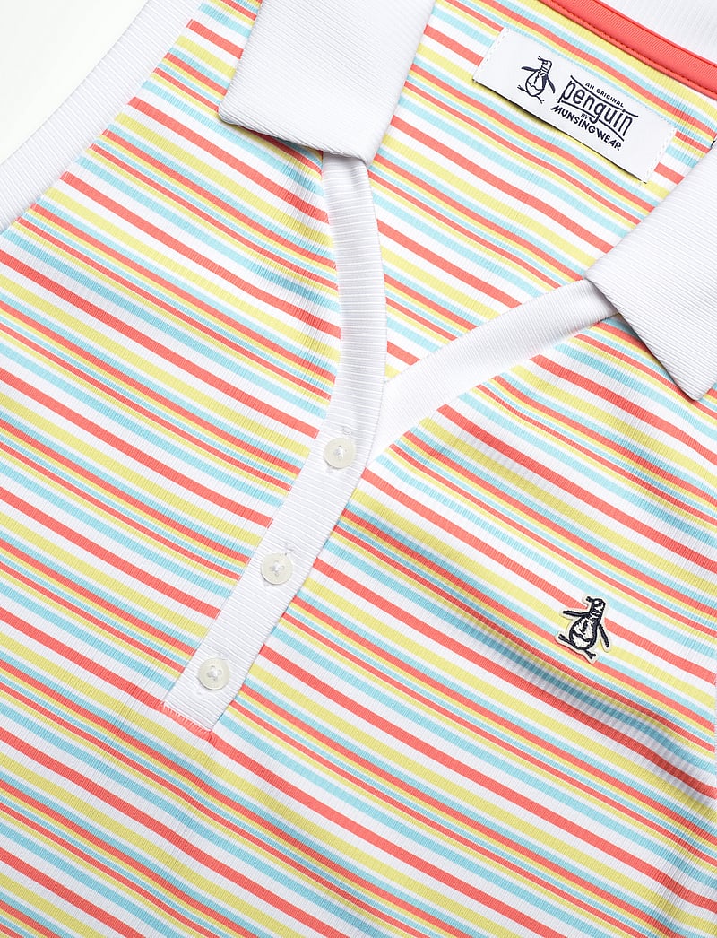 Original Penguin Golf - Ribbed Fine Line Stripe SL Polo - oberteile & t-shirts - bright white - 2