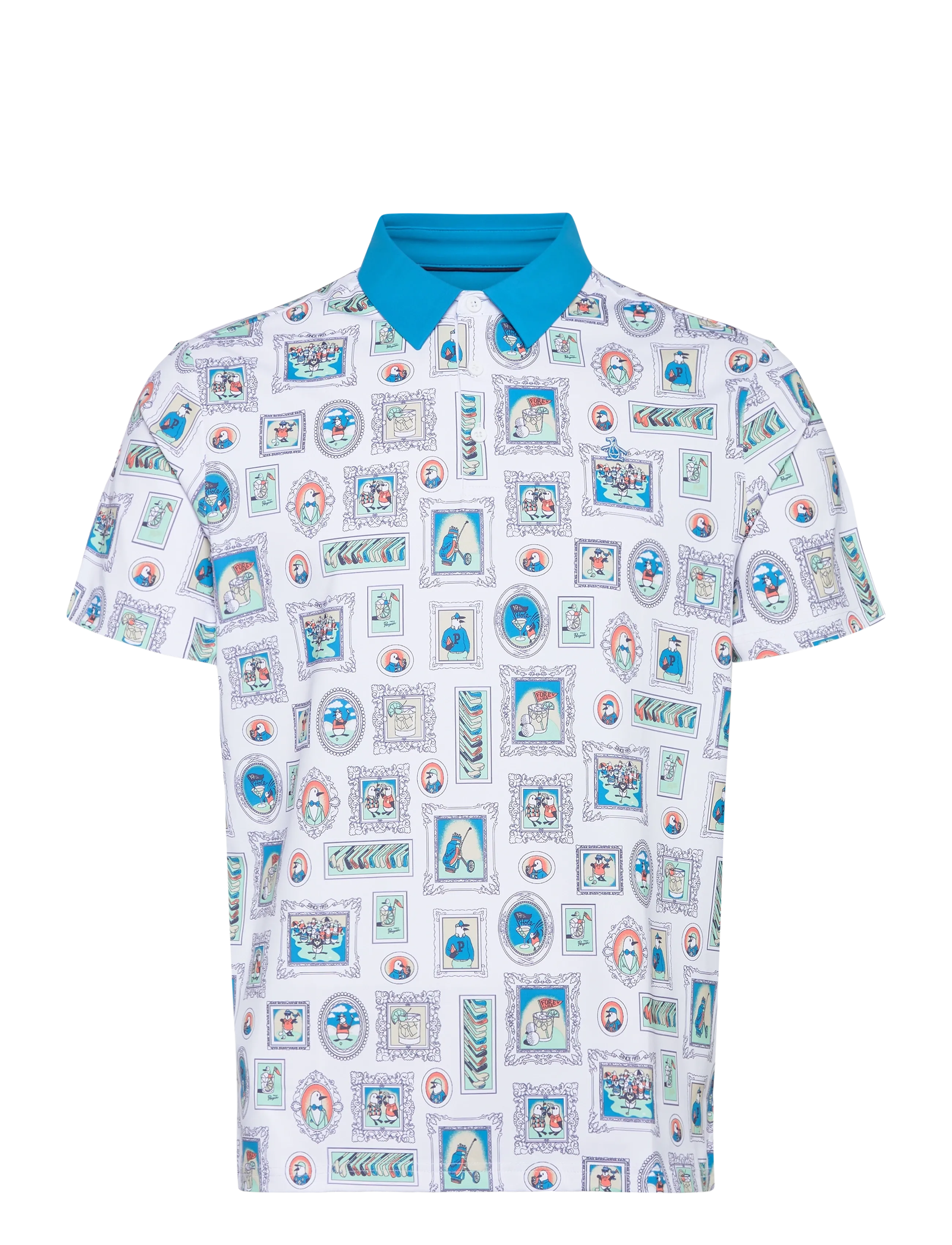 ORIGINAL PENGUIN GOLF Wall Of Fame Print Kurz Sleeve Polo Shirt Patterned - XL - Herren