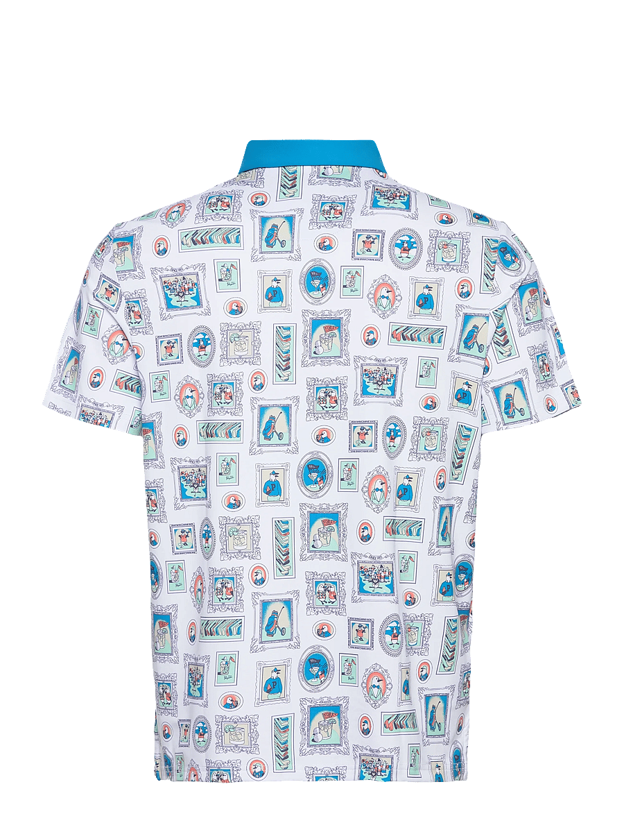 Original Penguin Golf - Wall of Fame Print Short Sleeve Polo Shirt - palaidinės ir marškinėliai - bright white - 1