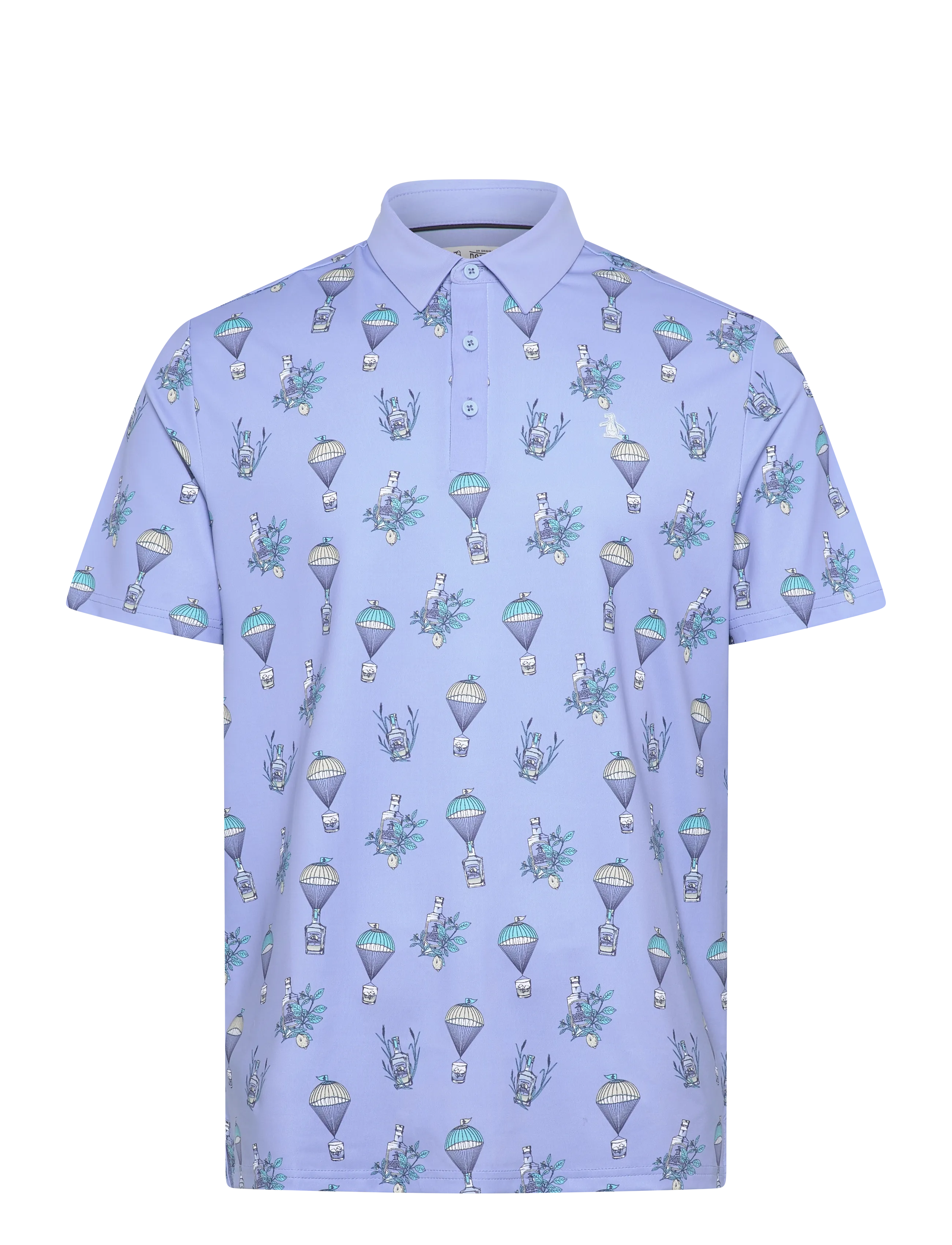 Original Penguin Golf Botanical print short sleeve polo shirt - Poloer - BABY BLUE JAY / blue
