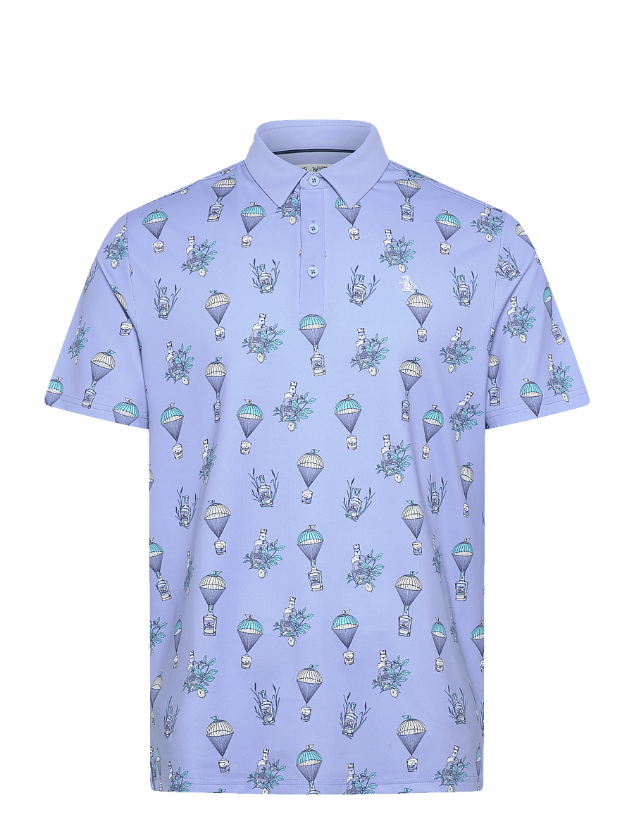 Original Penguin Golf - Botanical print short sleeve polo shirt - topi un t-krekli - baby blue jay - 0
