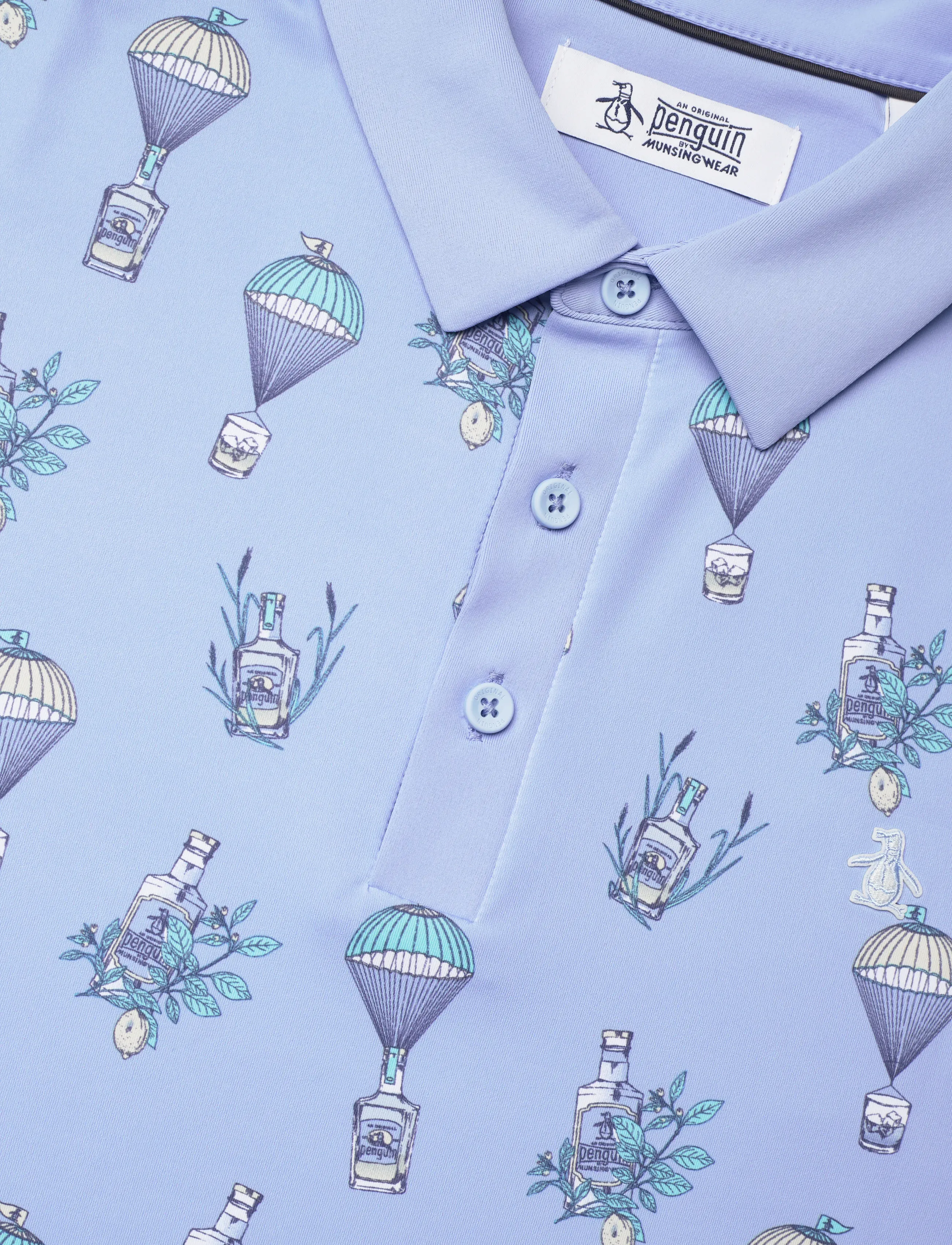Original Penguin Golf - Botanical print short sleeve polo shirt - polos - baby blue jay - 2