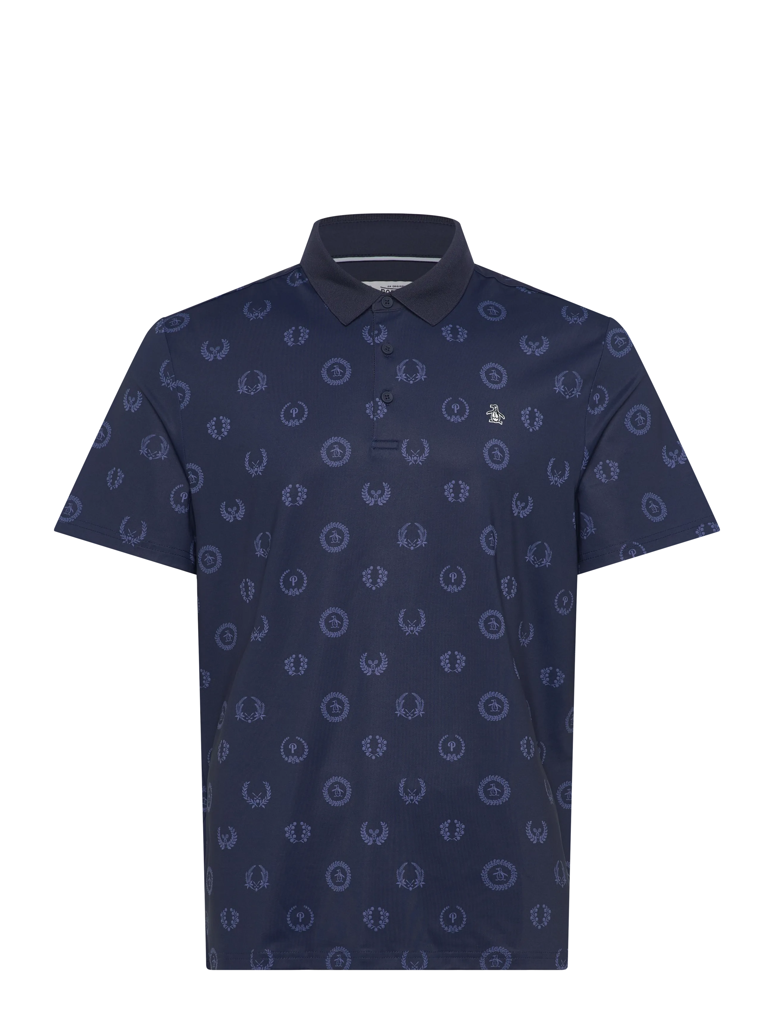 Original Penguin Golf Victory Crest Jacquard Polo, Mænd, Jacquard Poloshirt, Navy, Str: M