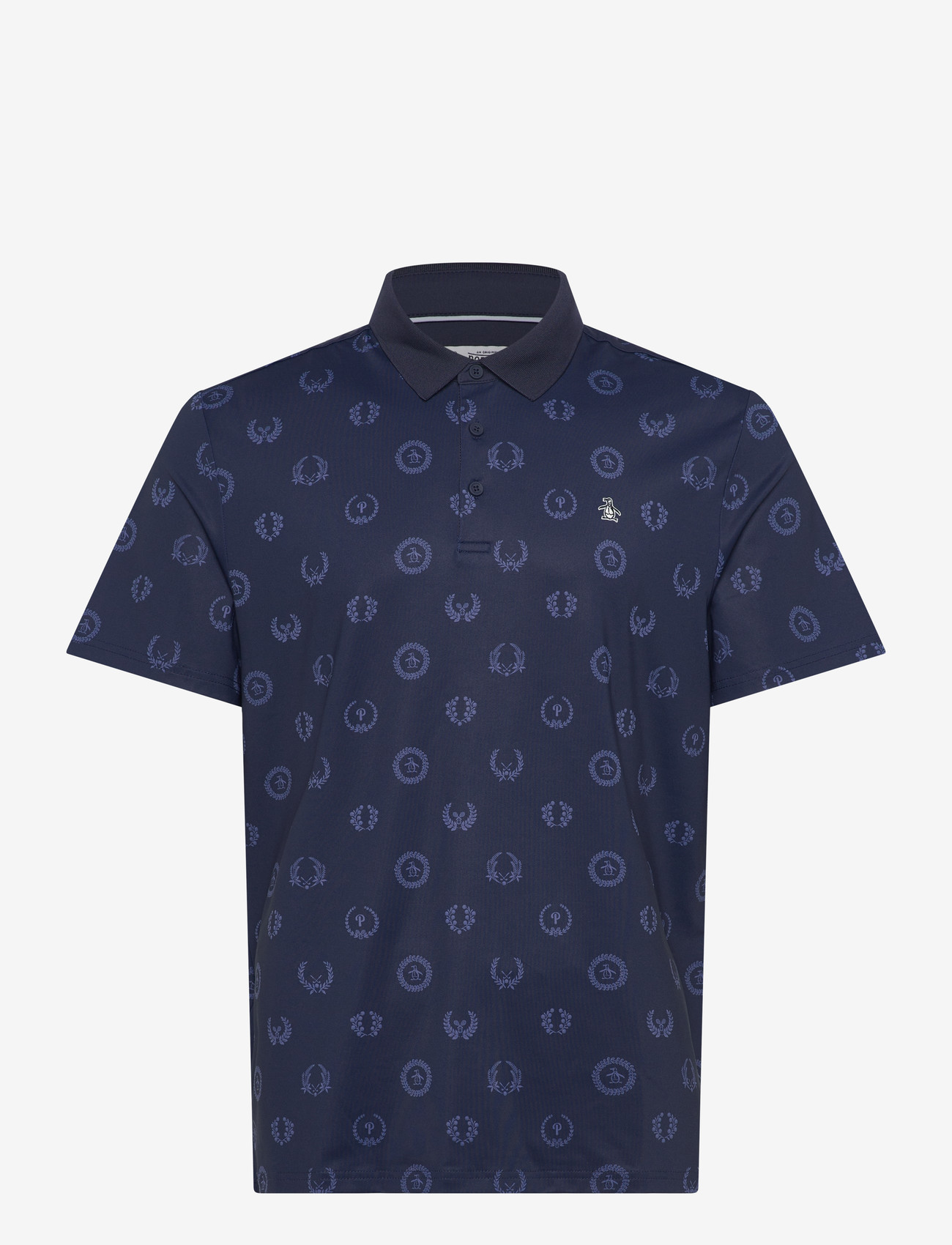 Original Penguin Golf - Victory crest Jacquard polo - toppar & t-shirts - black iris - 0