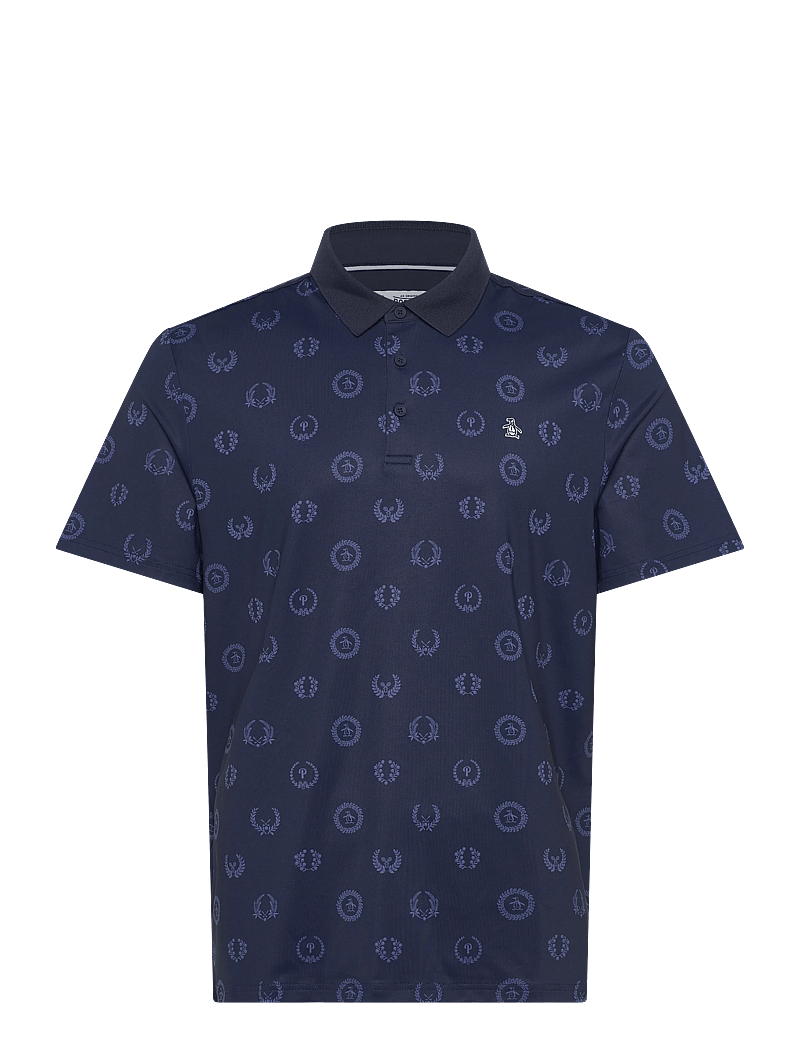 Original Penguin Golf - Victory crest Jacquard polo - toppar & t-shirts - black iris - 0