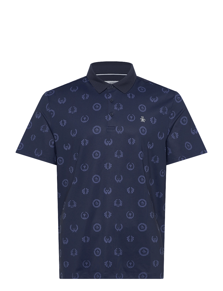 Original Penguin Golf - Victory crest Jacquard polo - oberteile & t-shirts - black iris - 0