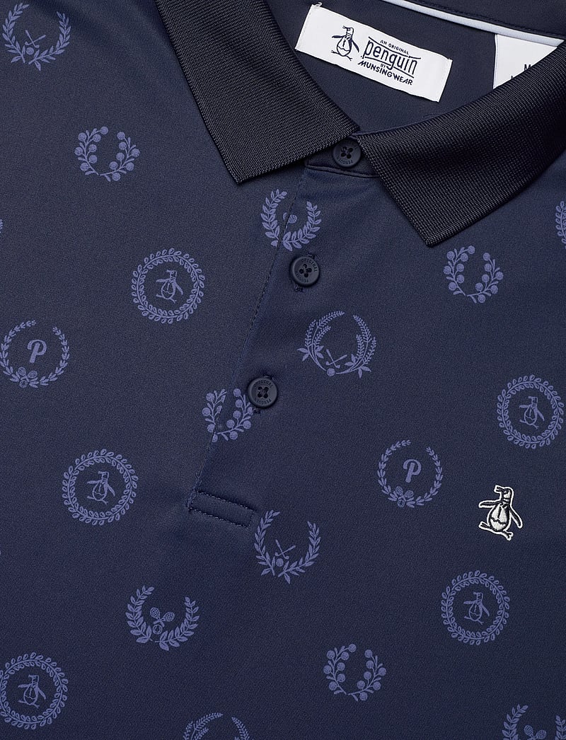 Original Penguin Golf - Victory crest Jacquard polo - toppar & t-shirts - black iris - 2