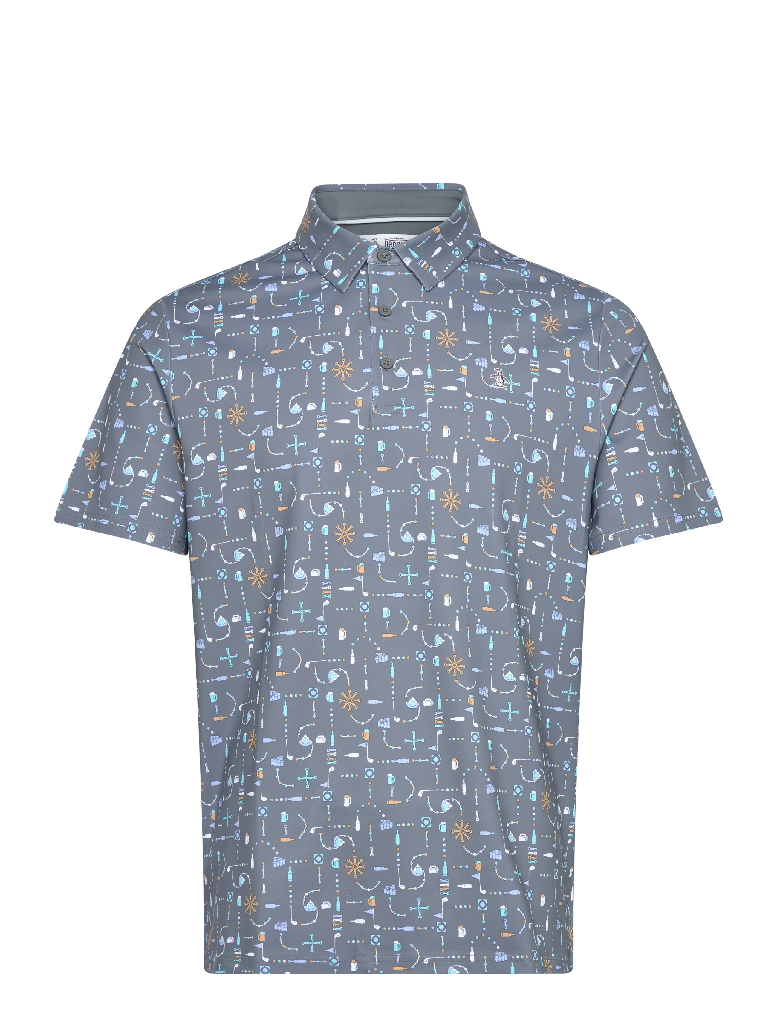 Original Penguin Golf Beer pong printed polo - Original Penguin Golf - QUIET SHADE / grey