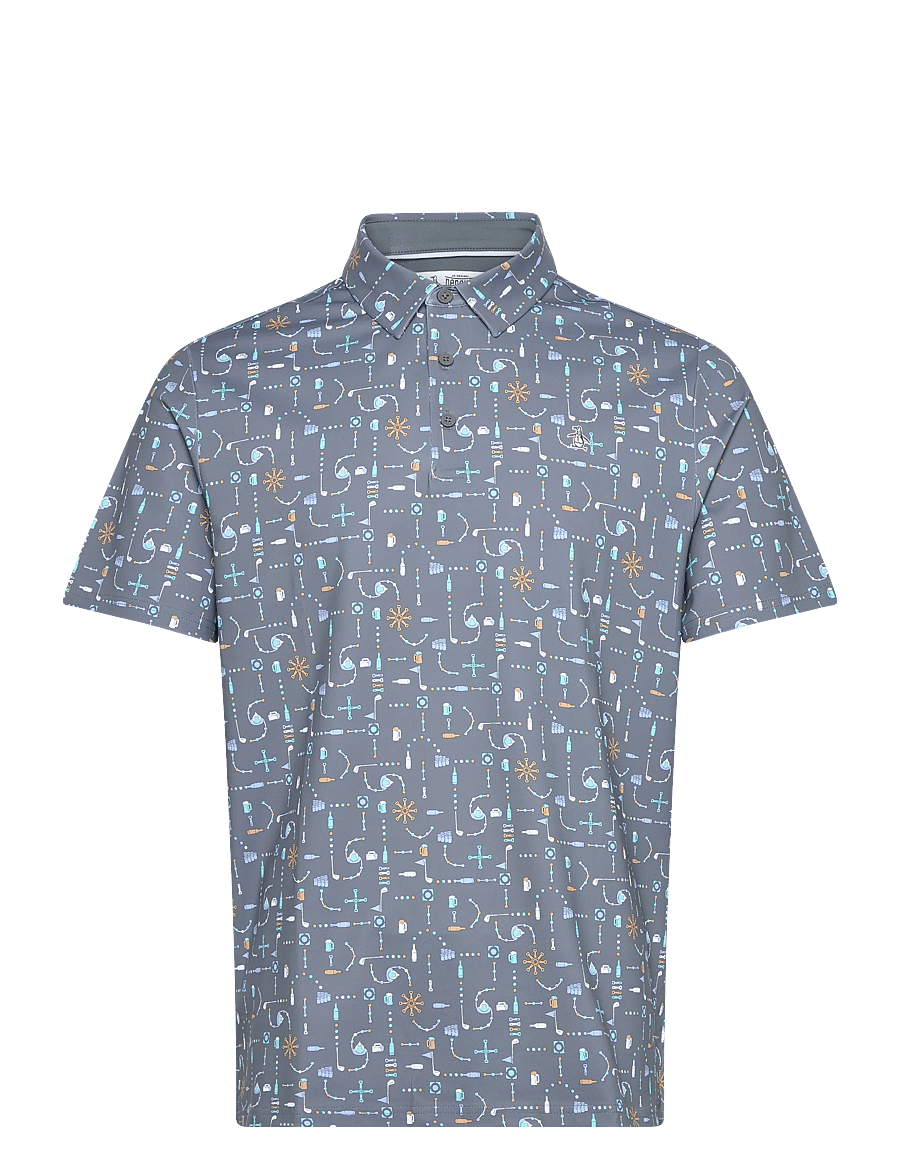 Original Penguin Golf - Beer pong printed polo - toppar & t-shirts - quiet shade - 0