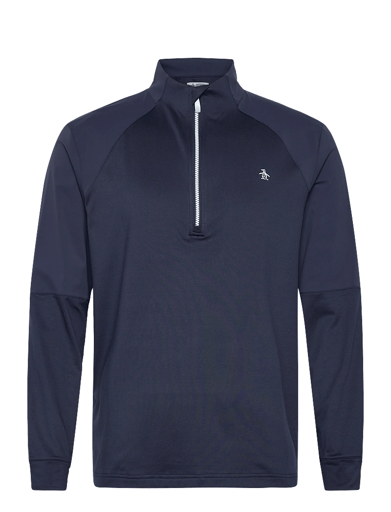 Original Penguin Golf - MIXED MEDIA 1/4 ZIP PULLOVER - fleece og mellemlag - black iris - 0