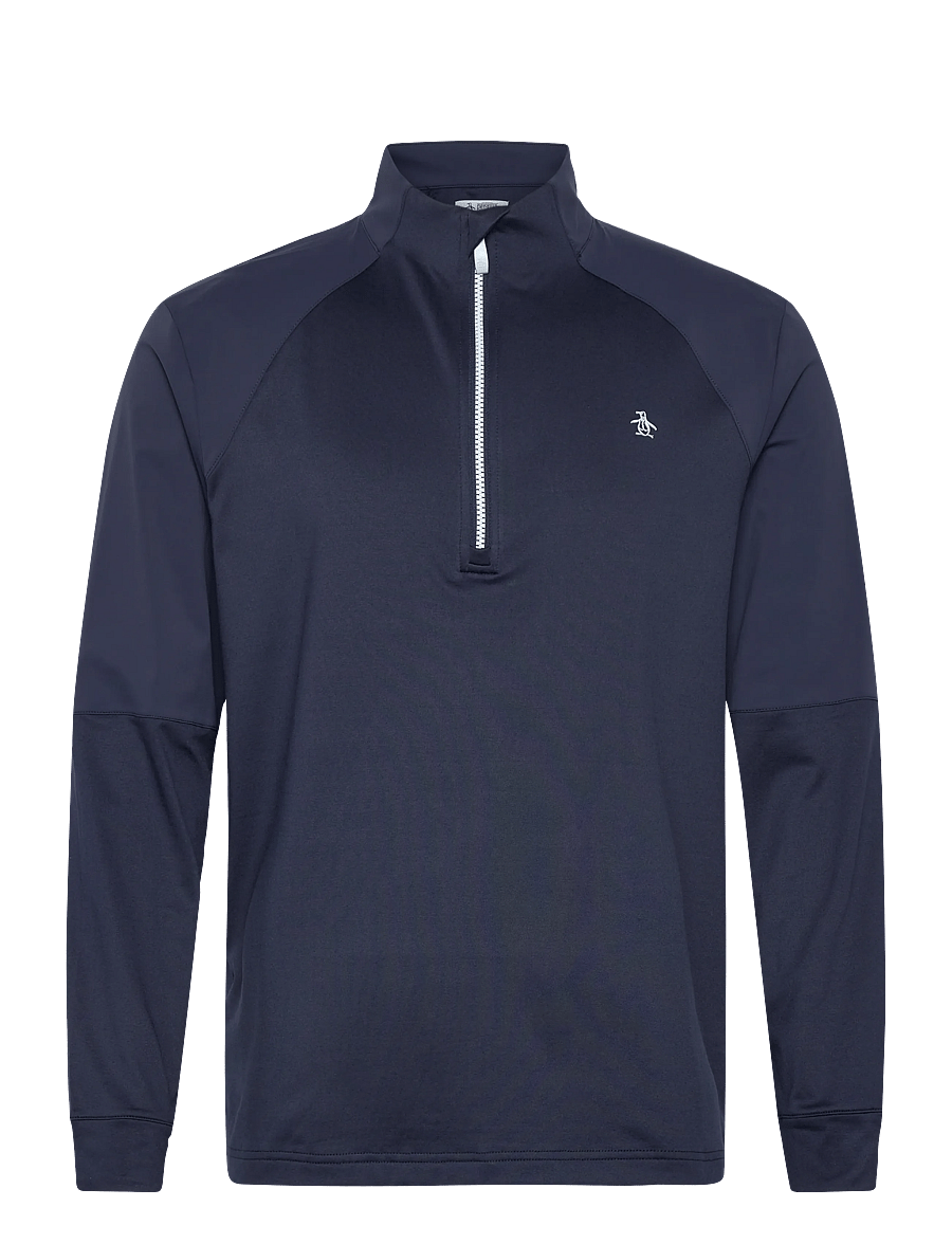 Original Penguin Golf - MIXED MEDIA 1/4 ZIP PULLOVER - fleece en midlayers - black iris - 0