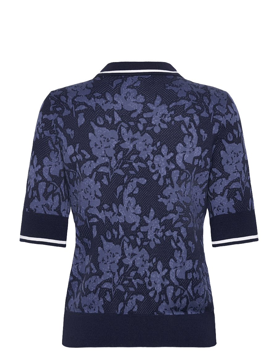 Original Penguin Golf - Botanical Jacquard Short Sleeve Sweater Polo - oberteile & t-shirts - black iris - 1