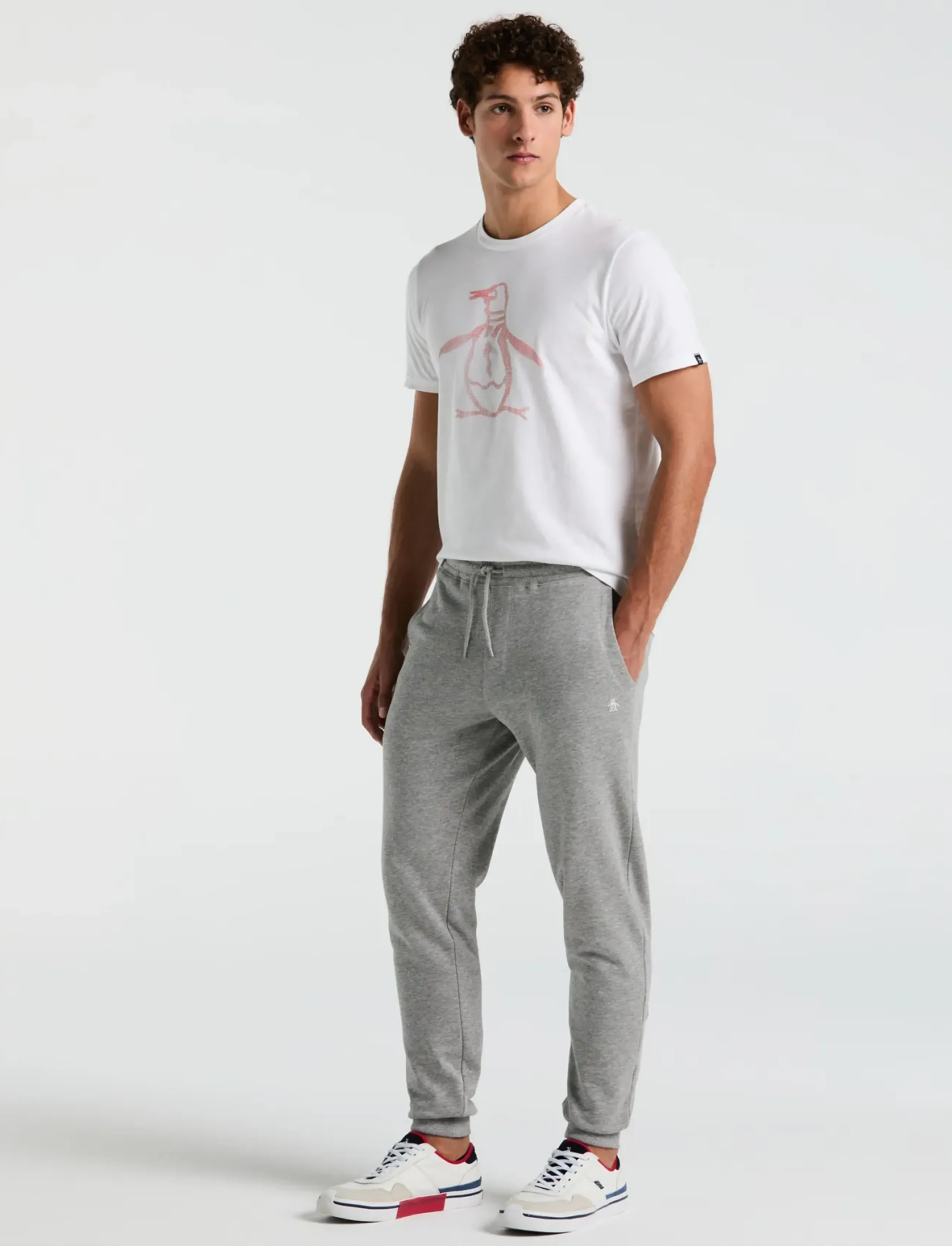 Original Penguin ORG FLC JOGGER STICK - Joggingbyxor - RAIN HEATHER / grey