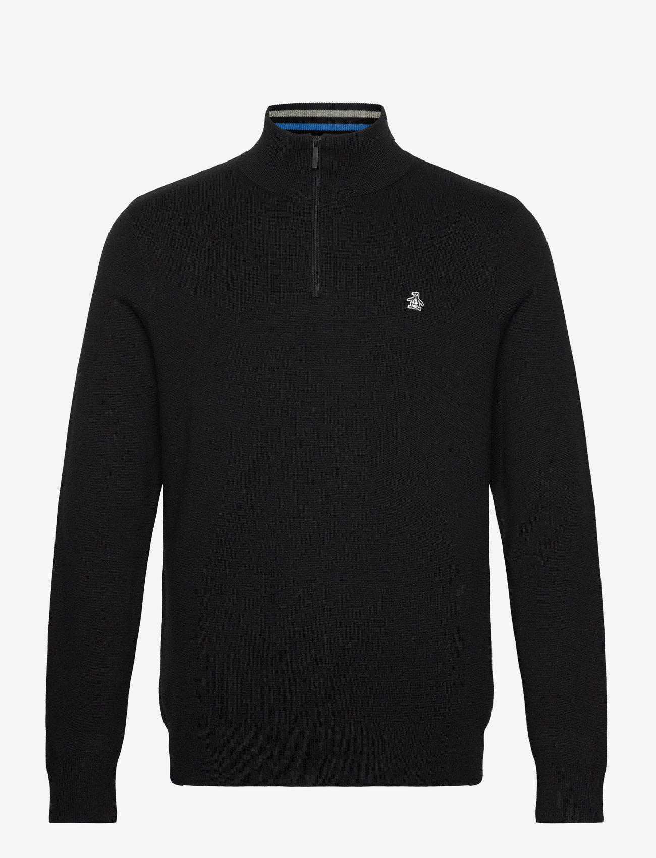 Original Penguin - CTTN 1/4 ZIP TIPPED - true black - 0