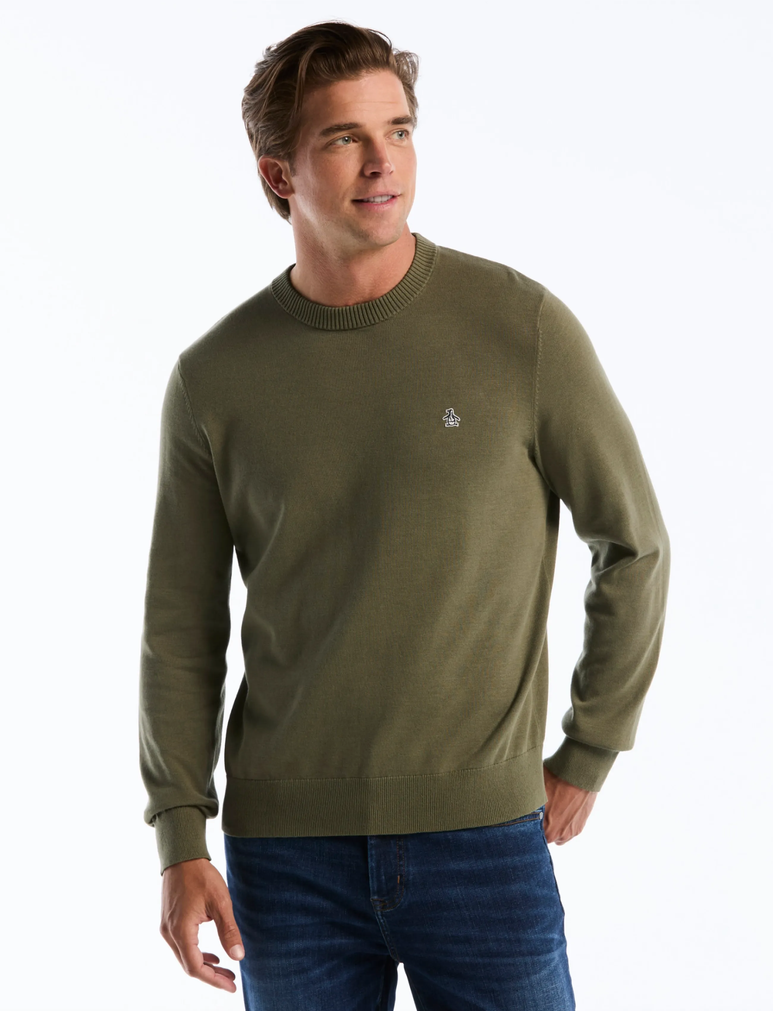 Original Penguin - 14GG CTTN JRSY CRWNC - rund hals - dusty olive - 0