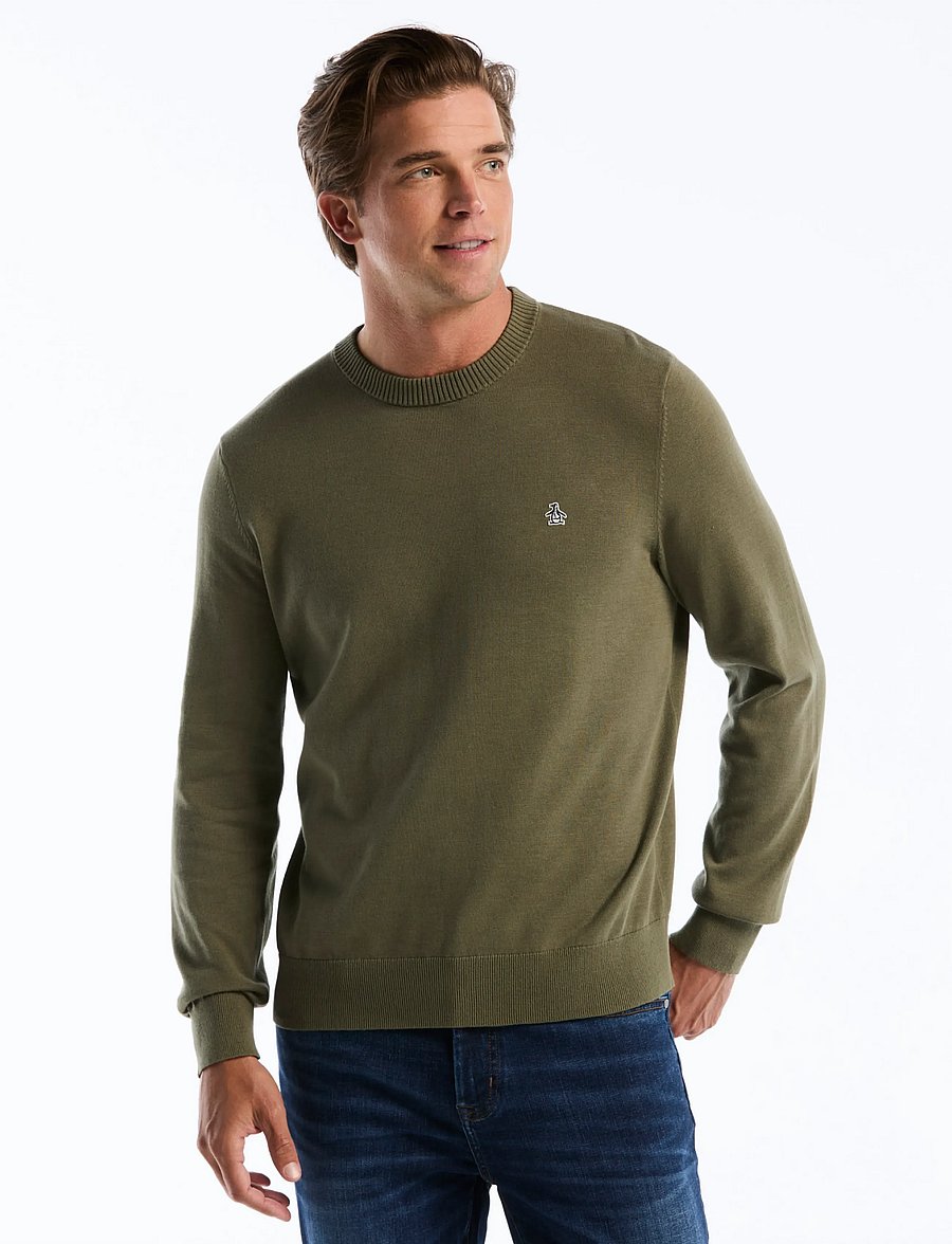 Original Penguin - 14GG CTTN JRSY CRWNC - rund hals - dusty olive - 0