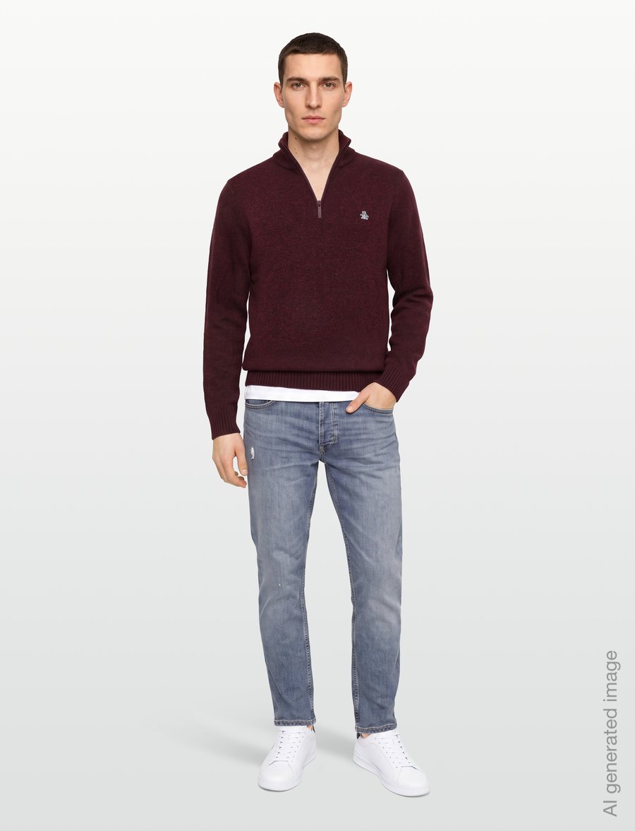 Original Penguin - 7GG LAMBSWOOL 1/4 ZI - pullover mit halbem reißverschluss - cabernet - 0